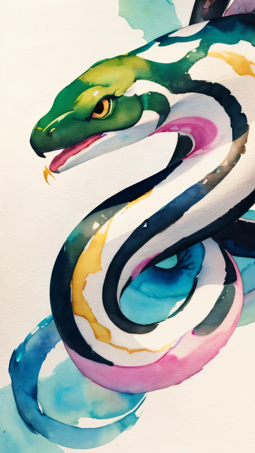 Shiro Snake、god々new、lytt、8K、watercolor painting