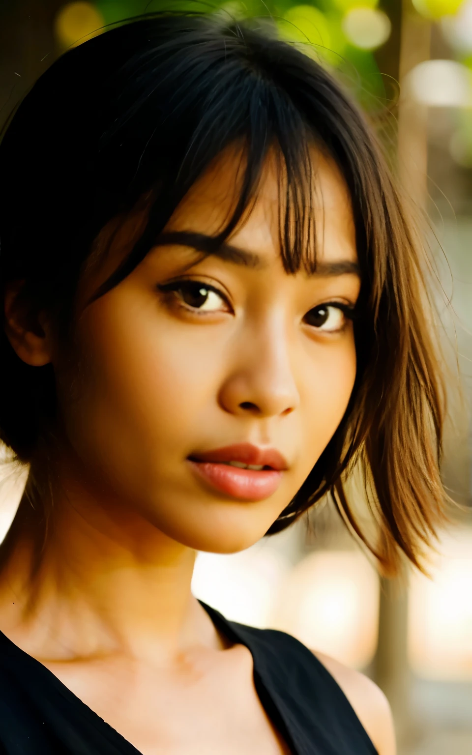 Beautiful black girl with Asian eyes , very realistic, Hd, 4k