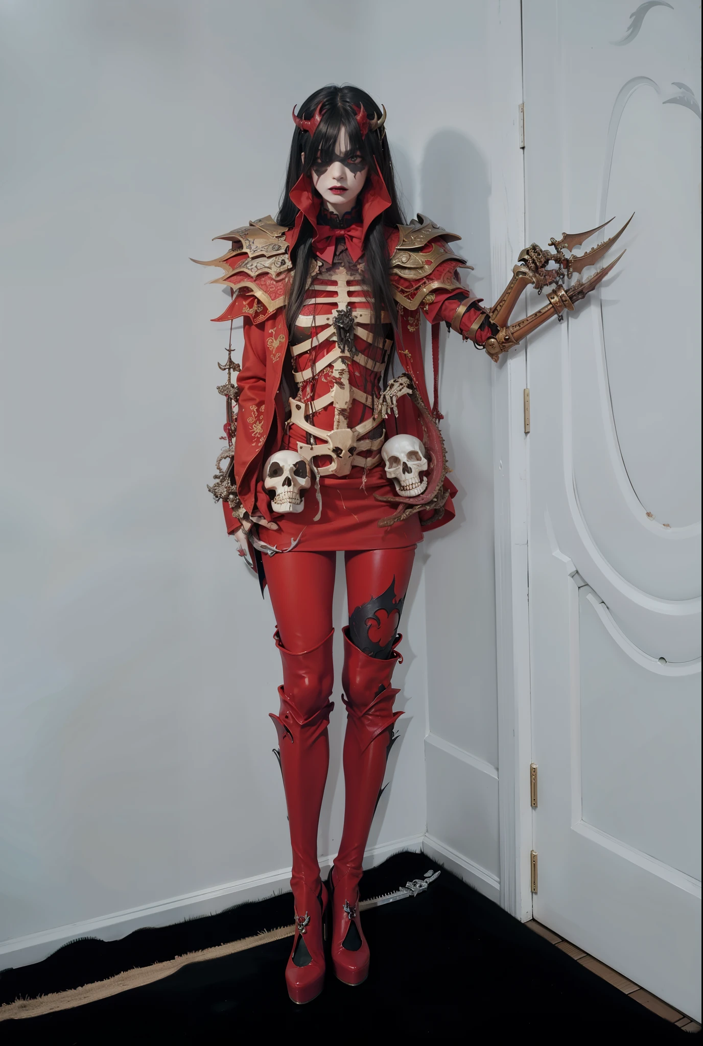 beautifully，Picture of box full of swords, wing, succubus theme，the fallen angel，Excellent，scary，secret terror，tentacle，have eyes，The Uncanny Valley effect，little beast blood moon，Skeleton skeleton，vampire，hell fire，red high heels