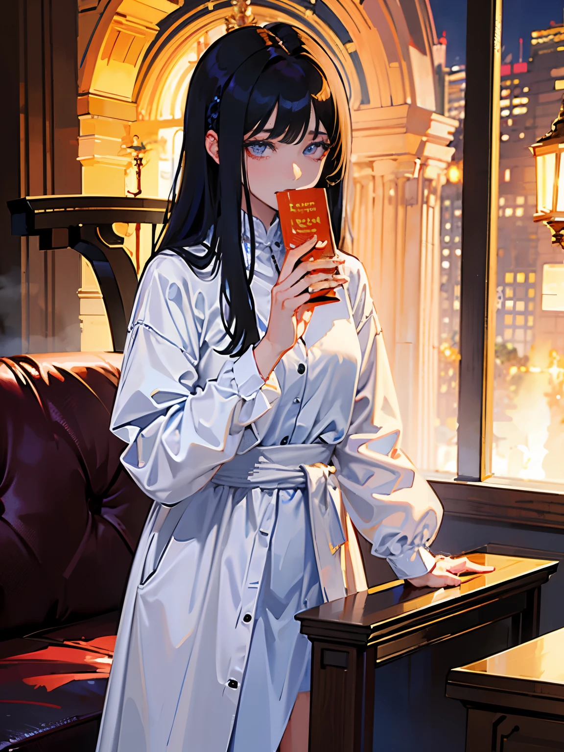 ((masterpiece, best quality)), (1girl), (solo), (female focus), (dark hair, long hair, hair over one eye), hair over one eye, sad eyes, cold facial expression, cold look, pale skin, (dark circle under eyes), decadence, stunning, eerie, bag under eyes