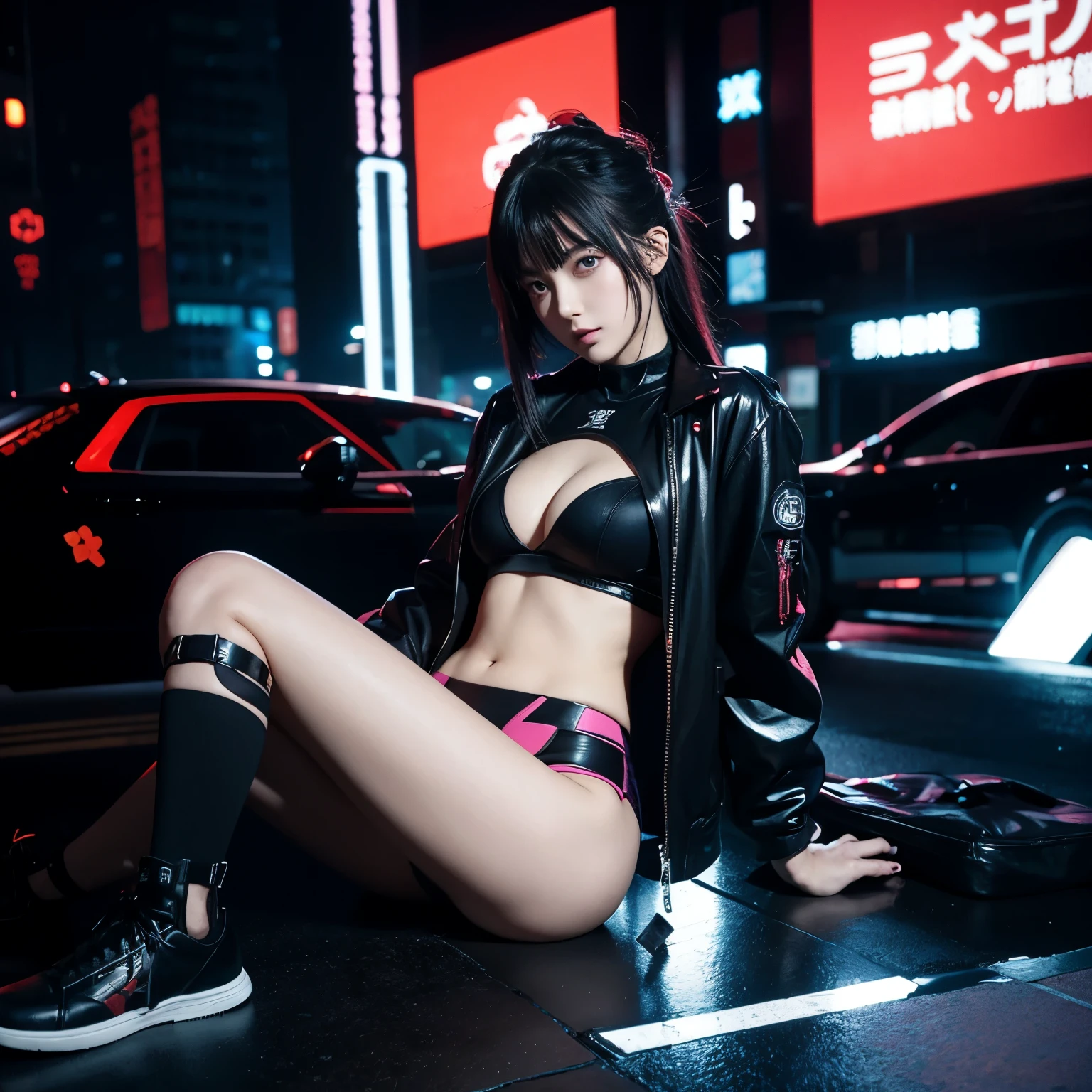 Anime beauty,cyberpunk,exposed,Split legs,exposed