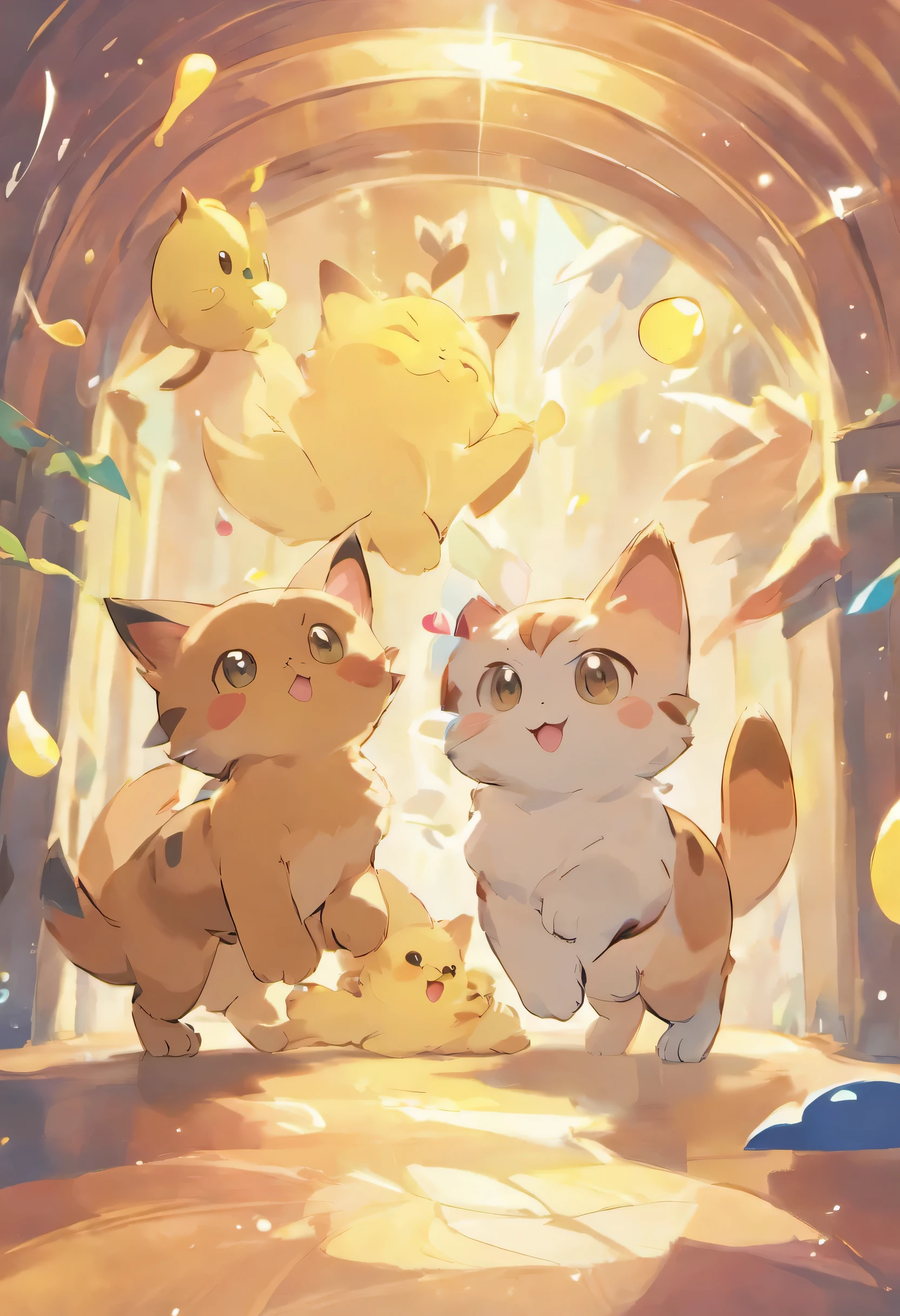 Two cats are teasing eachoter、ultra-detailliert