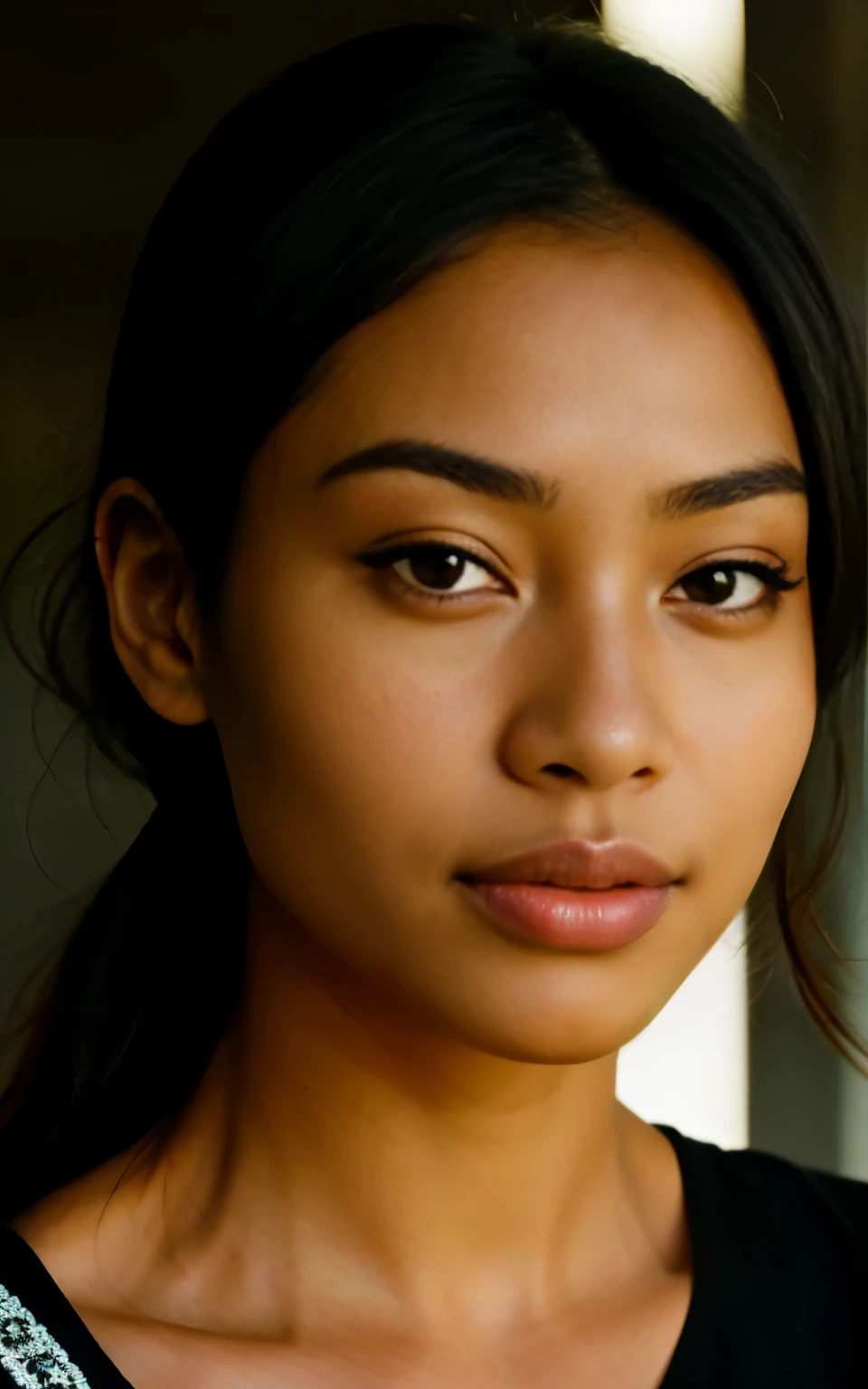 Beautiful black girl with Asian eyes , very realistic, Hd, 4k