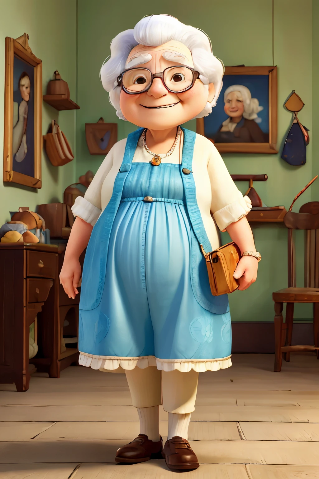 (((High quality original art))), ((happy grandma)), High-quality portraits,chubby old lady,smiling face,White kappogi、A man wears a wig and becomes an old woman、Atmosphere of bliss