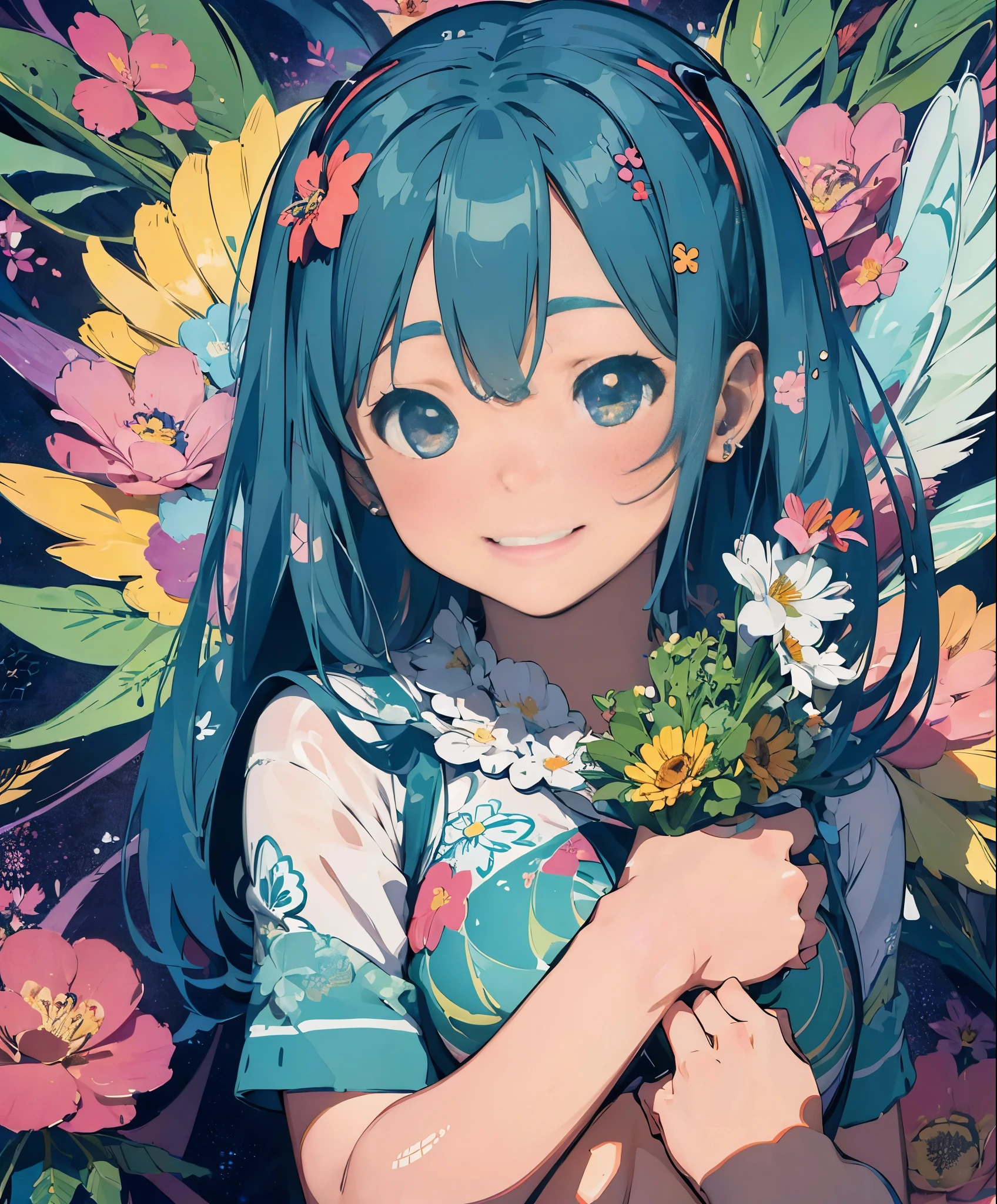 (masterpiece、highest quality、highest quality、official art、beautiful beautiful:1.2)、(1 girl:1.3)Hatsune Miku、beautiful breasts、twin tails、adorable smile、very detailed、(fractal art:1.1)、(Colorful:1.1)(Floral:1.3)、most detailed、(zentangle:1.2)、(dynamic pose)、(abstract background:1.3)、(shiny skin)、(lots of colors:1.4)、、(Ear Nipple Ring)、(wing:1.5)、white background、See-Through Phoenix Leotard