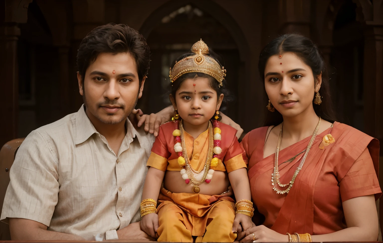 there is a man and woman sitting next to a , husband wife and son, highly detailed vfx portrait of, portrait of family of three, color photograph portrait 4k, highly detailed vfx portrait, happy family, matte painting portrait shot, hindu kovil scene, family portrait, family, highly detailed photo portrait, maternal photography 4 k, award winning portrait