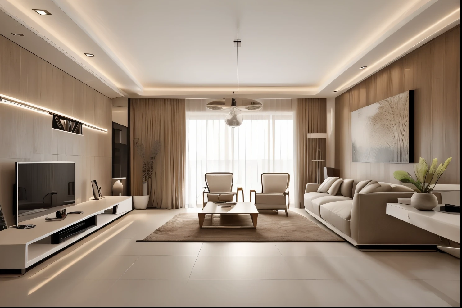 (Masterpiece), (High Quality), Best Picture Quality, (Real), (Realistic), Super Detailed, (Full Detail), (4K), 8K, Modern Furniture, Indoor, Living Room, shimering lighting