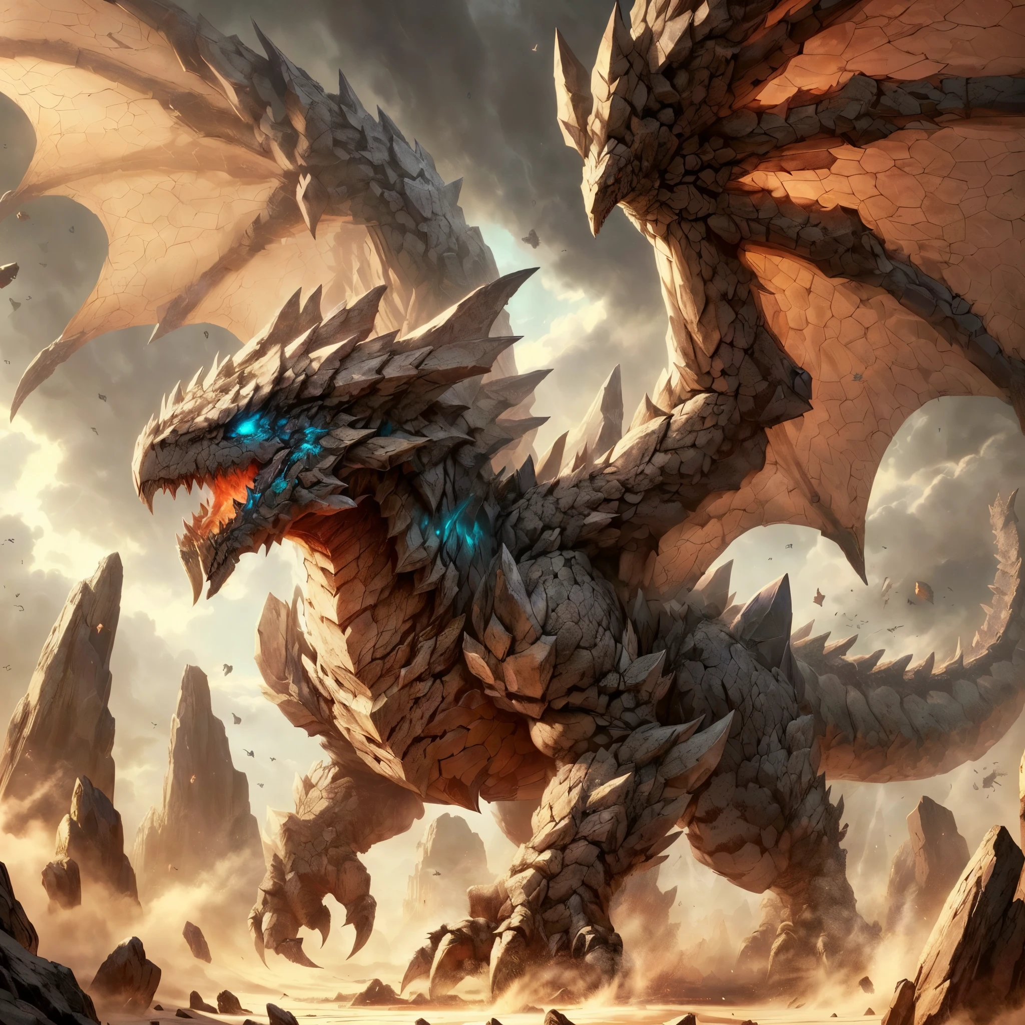 ARK,DnD fan art, fantasy, monster hunter, Bloodborne,void dragon, full body,bulk shape,ethereal,mythical creature,majestic wings,fiery eyes,scaly texture,imposing presence,dark and mysterious,ominous atmosphere,floating in the air,glowing embers,smoke and shadows,dark cavern,cosmic background,powerful and graceful,otherworldly beauty,dark and vibrant colors,subtle hints of purple and blue,striking contrast between light and dark,illuminated scales,sharp claws and teeth,
