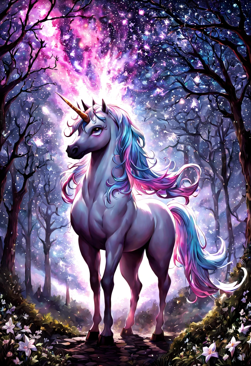 The prompt for generating a high-quality Stable Diffusion image is as follows:

A highly detailed, multicolored high Gothic fantasy unicorn with a (1.5x) strength, standing under a bright starry night. The unicorn should have intricate and beautiful features, such as detailed eyes, a flowing mane, and a majestic horn. The unicorn should be the focal point of the image, radiating grace and power.

The image should be created using the art styles of Mark Brooks and Dan Mumford, known for their incredible work in comic book art. The image should capture the essence of their style, combining dynamic compositions, intricate details, and vibrant colors.

The overall image quality should be of the highest level, with a resolution of 4k or 8k, crisp and sharp details, and realistic rendering. The image should be a masterpiece, showcasing the artistic skill and attention to detail.

The color palette should be rich and diverse, incorporating a wide range of colors to create a visually stunning and captivating image. The colors should be vibrant and harmonious, enhancing the overall aesthetic appeal.

The lighting in the image should be carefully crafted to create a dramatic and enchanting atmosphere. The bright starry night should illuminate the unicorn, casting beautiful and magical light on its features. The lighting should highlight the unicorn's majestic presence and evoke a sense of wonder and awe.

Please ensure that the prompt adheres to the format requirements, avoids unnecessary explanations or sentences, and includes only relevant keywords and phrases. The prompt should not exceed 40 tags or 60 words in total.