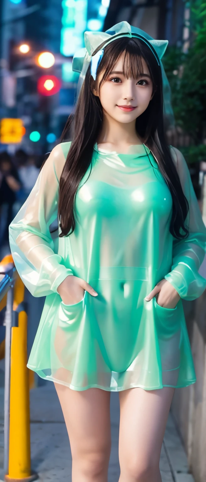 Idol covered in slime、Full body Esbian、Gorgeous costume covered in slime、Emitting light、、cyber building