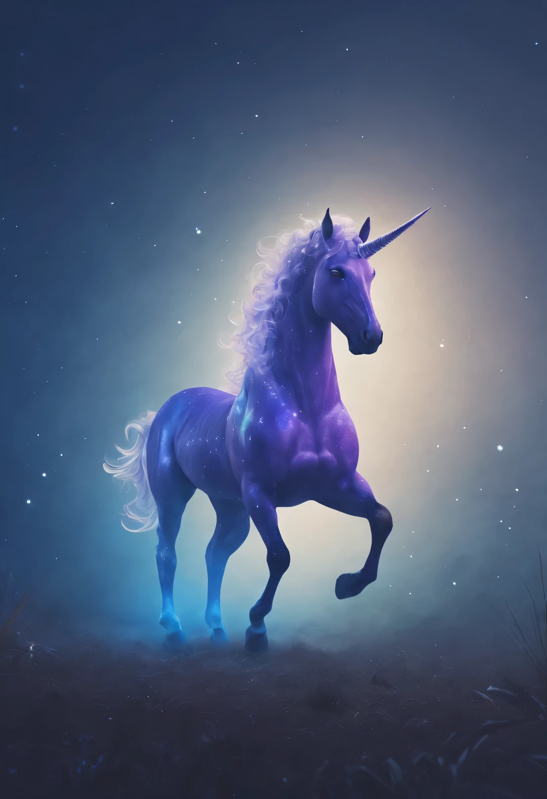Double exposure surreal art style, The translucent blue unicorn with a huge body merges with the graphic symbols of the 12 Western zodiac signs,
background: In the foggy forest in Greek mythology, blue purple light, Full of mystery, Epic graphics, Bottom Up, look up, look up perspective,,Dan Flavin (Dan Flavin) a beautiful painting of,Pointillism,art,Super real,imaginative,dreamlike,otherworldly,wonderland, ethereal, Ice Age, aries constellation, ♈︎,virgo, ♍︎,Scorpio, ♏︎,Sagittarius, ♐︎,octane rendering,Unreal Engine,bottom view,beautiful lights,