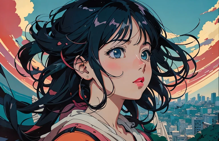 center, Delicate and gorgeous face, anime style, key point, intricate details, Very detailed, thrilling, energetic, panoramic, cinematic, Anime from the 90s, Conrad Rosset, Ghibli artwork by Yoshihiro Togashi,8k --ar 3:2