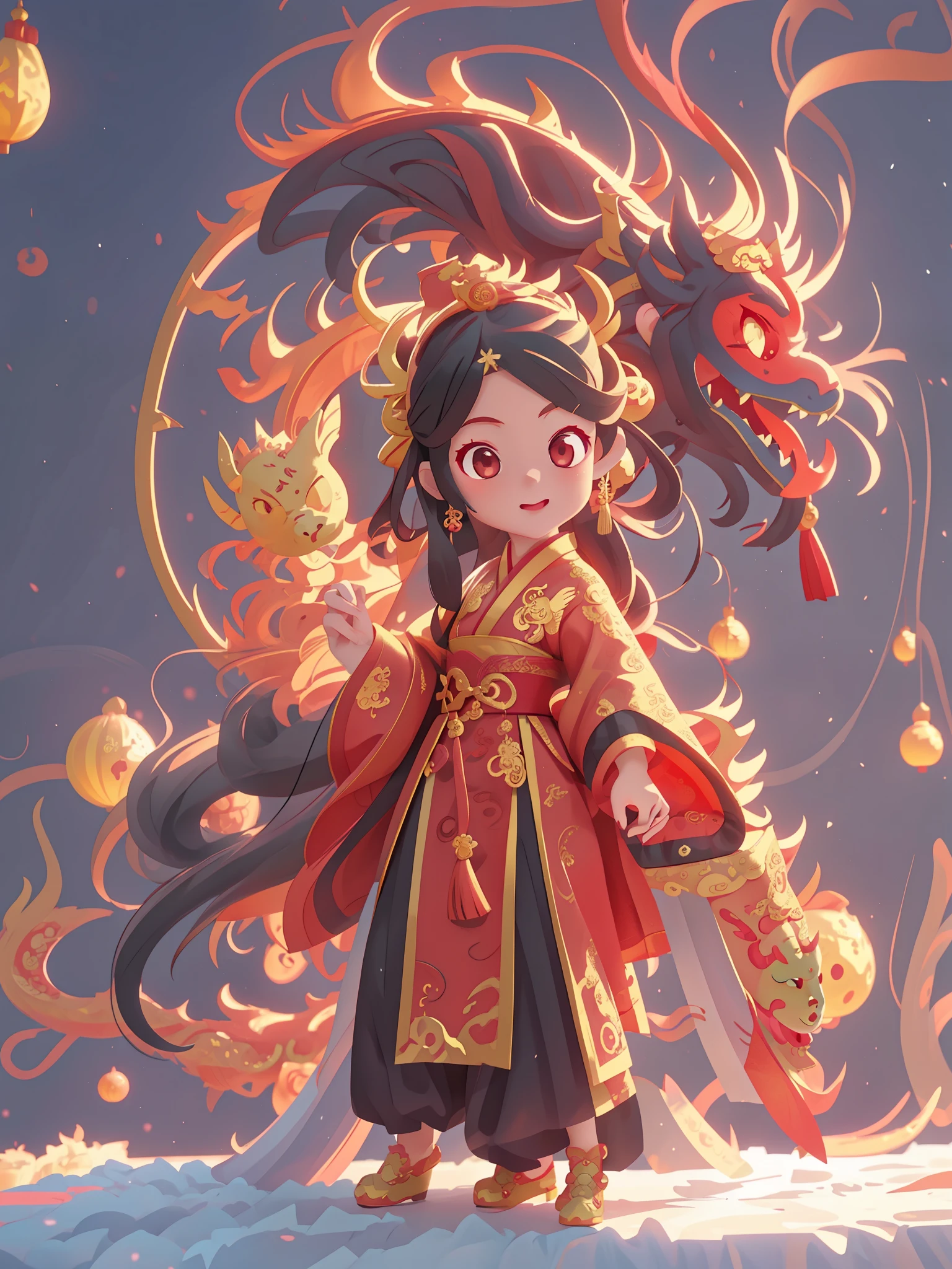 Anime characters with dragon backgrounds, palace ， A girl wearing Hanfu, the dragon girl portrait, Popular topics on cgstation, guweiz style artwork, Lovely and detailed digital art, dragon girl, chinese princess, Lovely numbers, beautiful figure painting, ancient chinese princess, Chinese fantasy, Chinese girl, Detailed digital animation art, 8k high quality detailed art