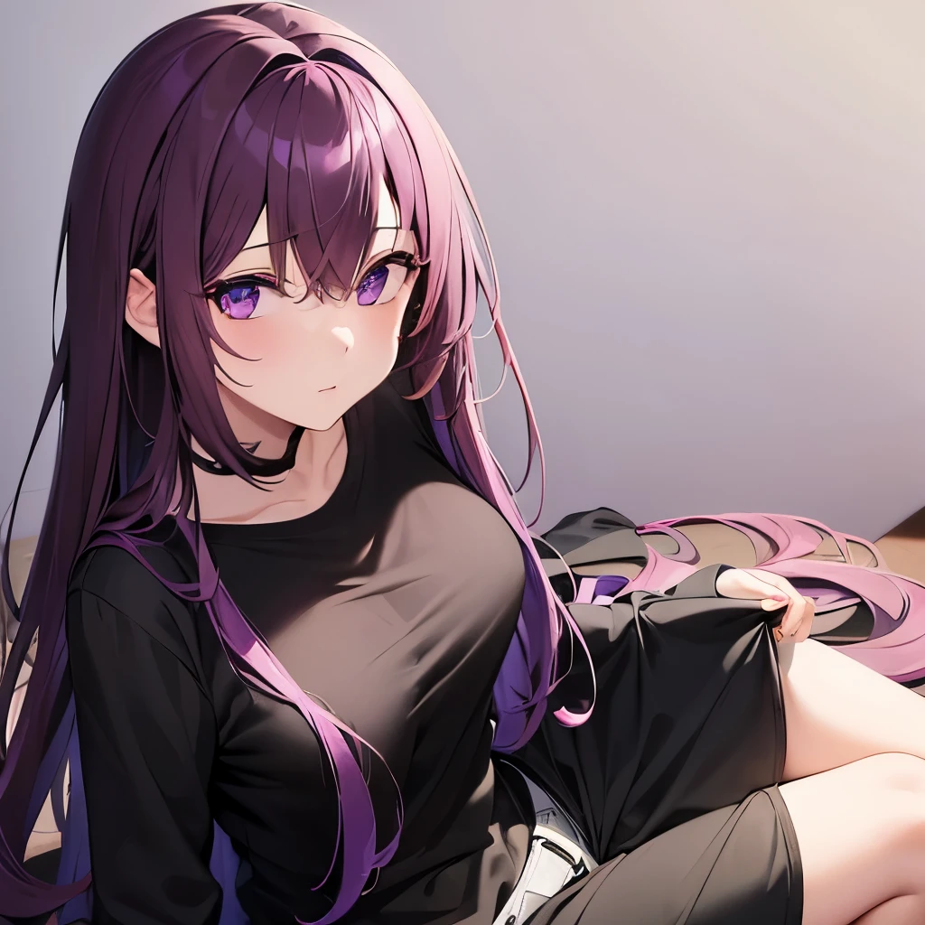 On all fours、黄色いTiger print underwear、On all fours、Sexy tiger cosplay、Backwards、Tiger print underwear、tiger cosplay、On all fours、Tiger Ears、Cute underwear、Embarrassed、Light purple hair、Semi-long hair、On the bed、Blushing、