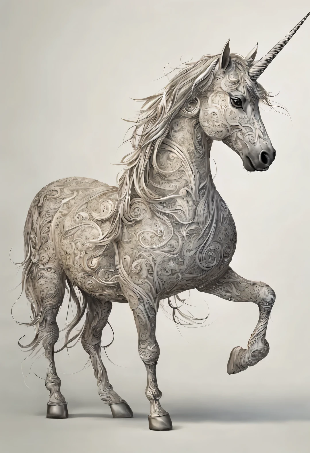 Calligraphy style, unicorn, Beautiful detailed