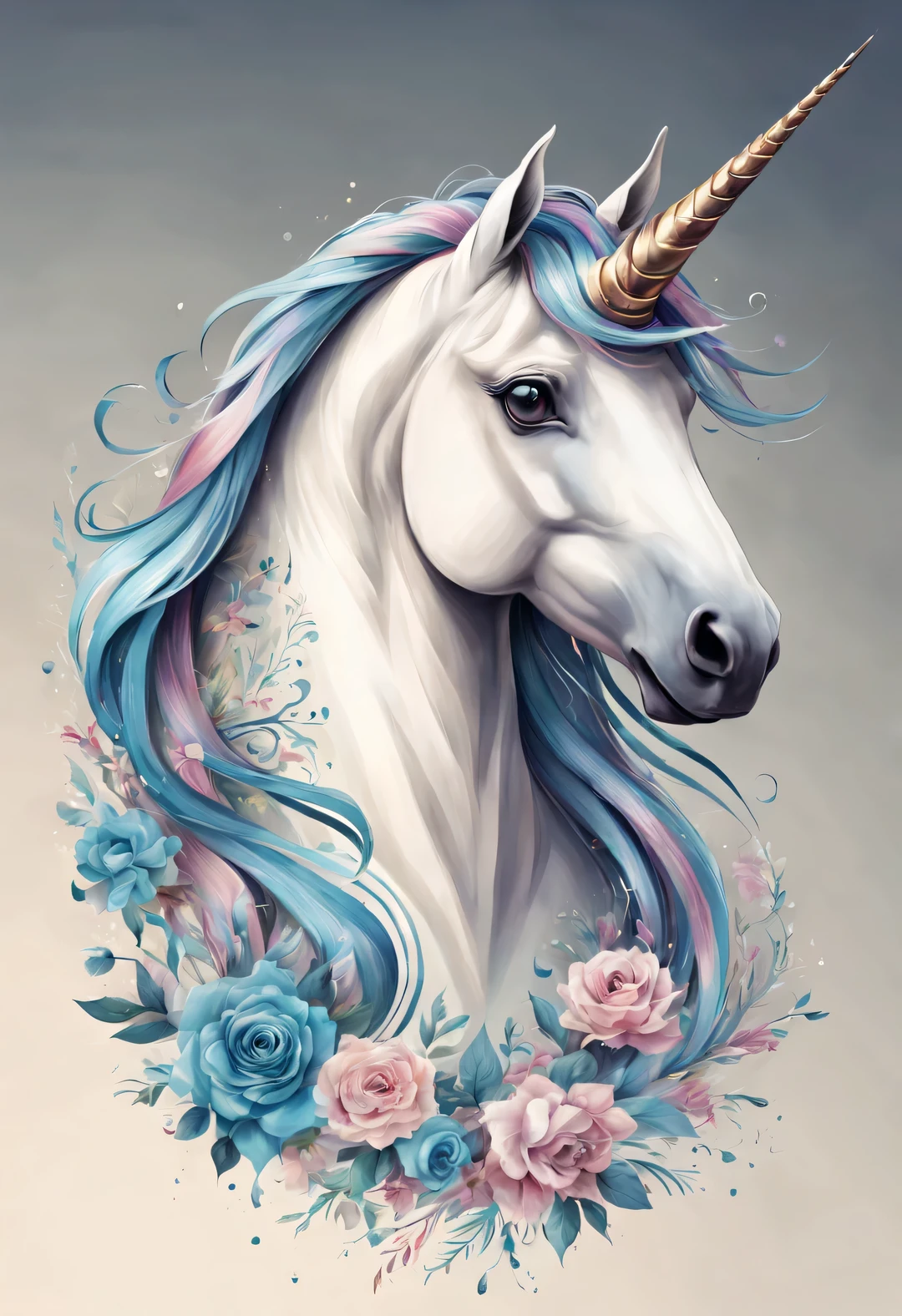 Calligraphy style, unicorn, Beautiful detailed