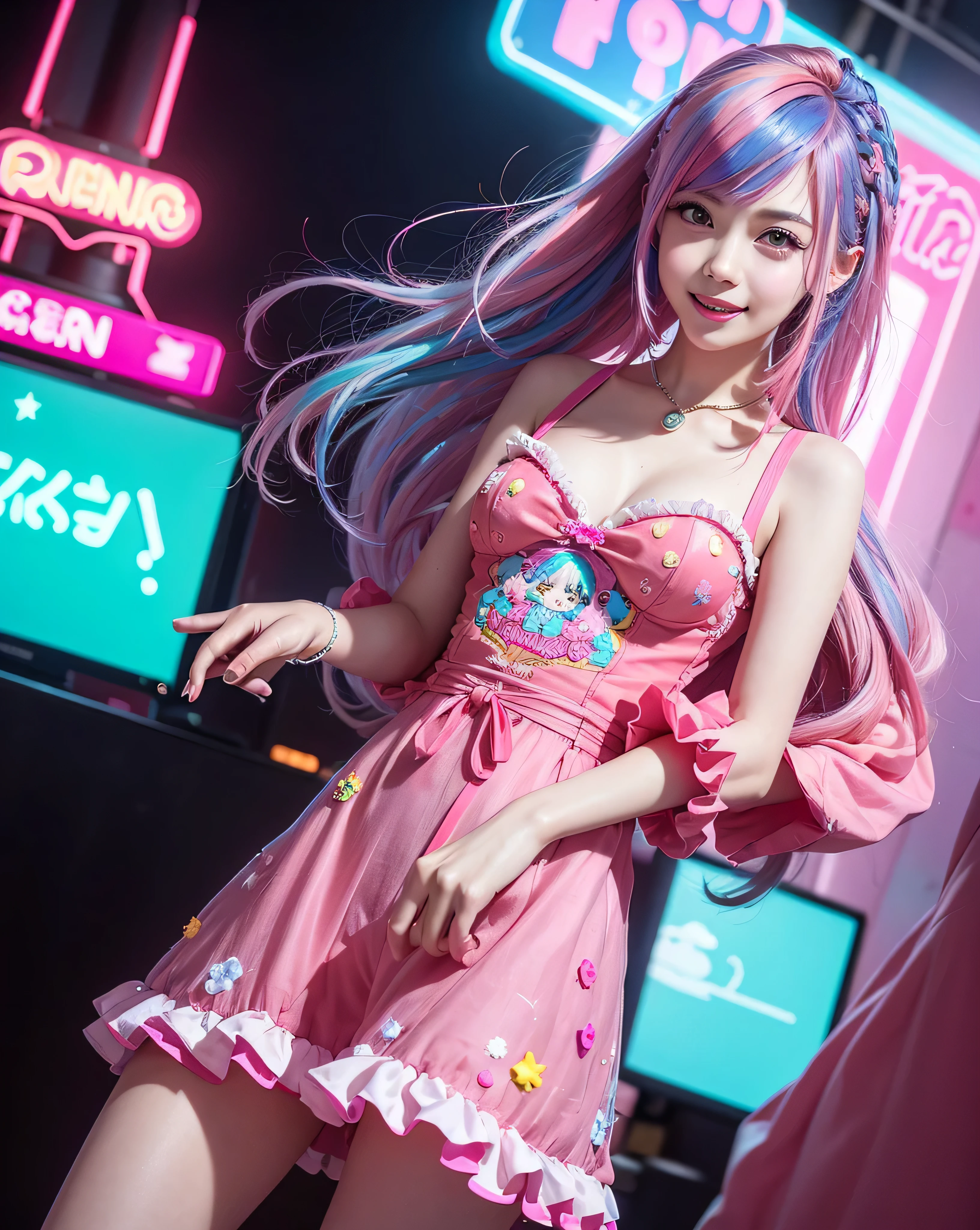 Anime girl with blue and pink hair and white dress, detailed digital anime art, 4K high-definition digital art, digital anime art, anime styled digital art, anime style. 8K, beautiful digital artwork, digital anime illustration, anime styled 3d, stylized anime, beautiful digital illustrations, anime style 4 k, 8K high quality detailed art
