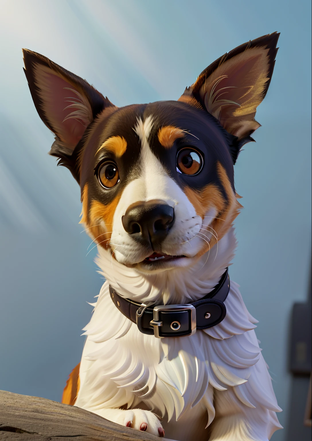 Pixer 3d Cartoon style , (tmasterpiece), (Need), (super-fine), Australian Cattle Dog (full bodyesbian:1.2), ultra cute, It's a big eye-catcher, smile, Delicate and delicate, Fairytales, Incredibly high detail, pixar-style, bright color palette, natural soft light, background in solid color, Octane rendering, Trends on Artstation, opulent, ultra-wide-angle, 8k, k hd, realistic lying