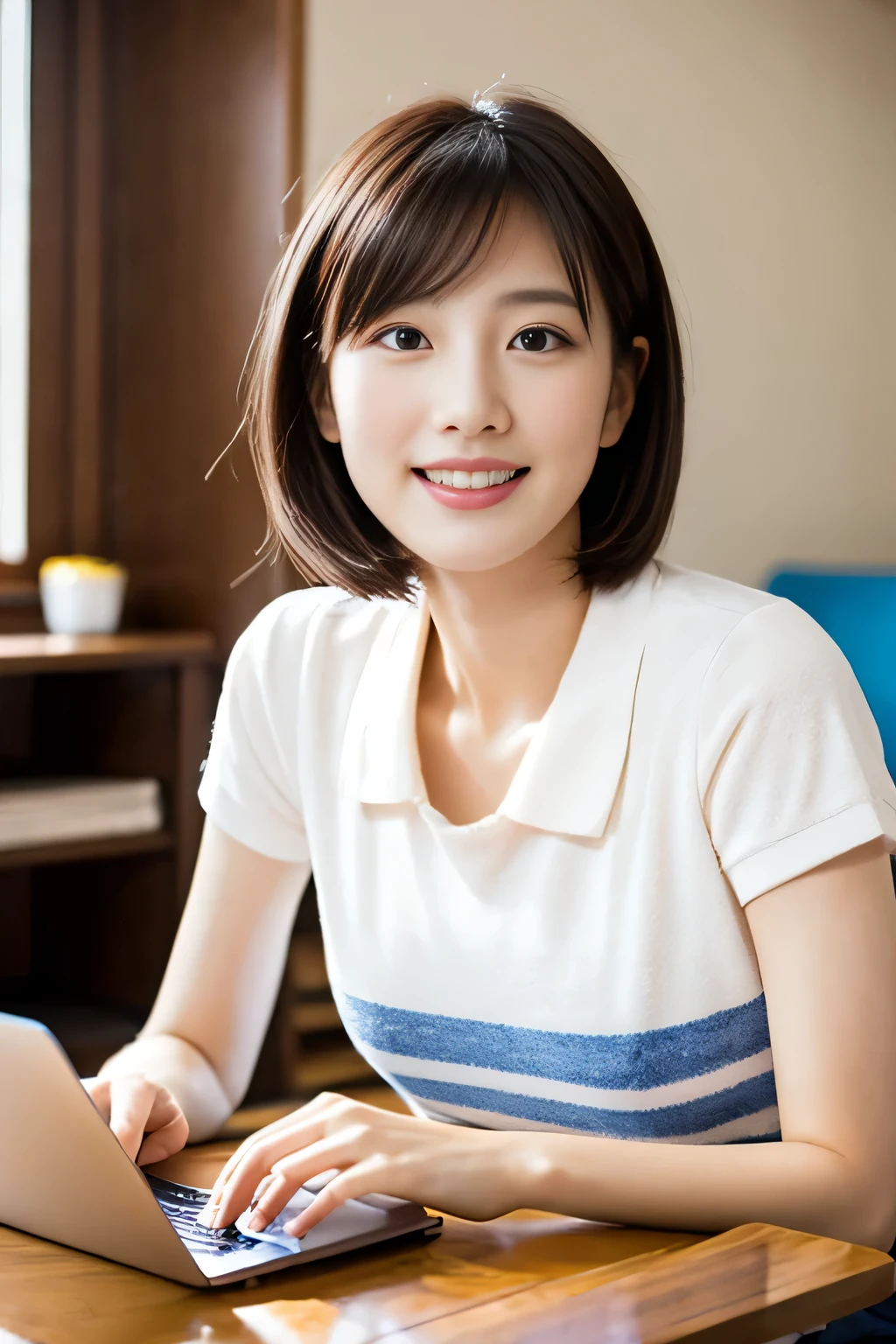 table top, highest quality, shape, Super detailed, finely, High resolution, 8k wallpaper, 完璧なダイナミックな構shape,Beautiful woman at 30 years old,sexy,Japanese、short cut hair,Cheerleader