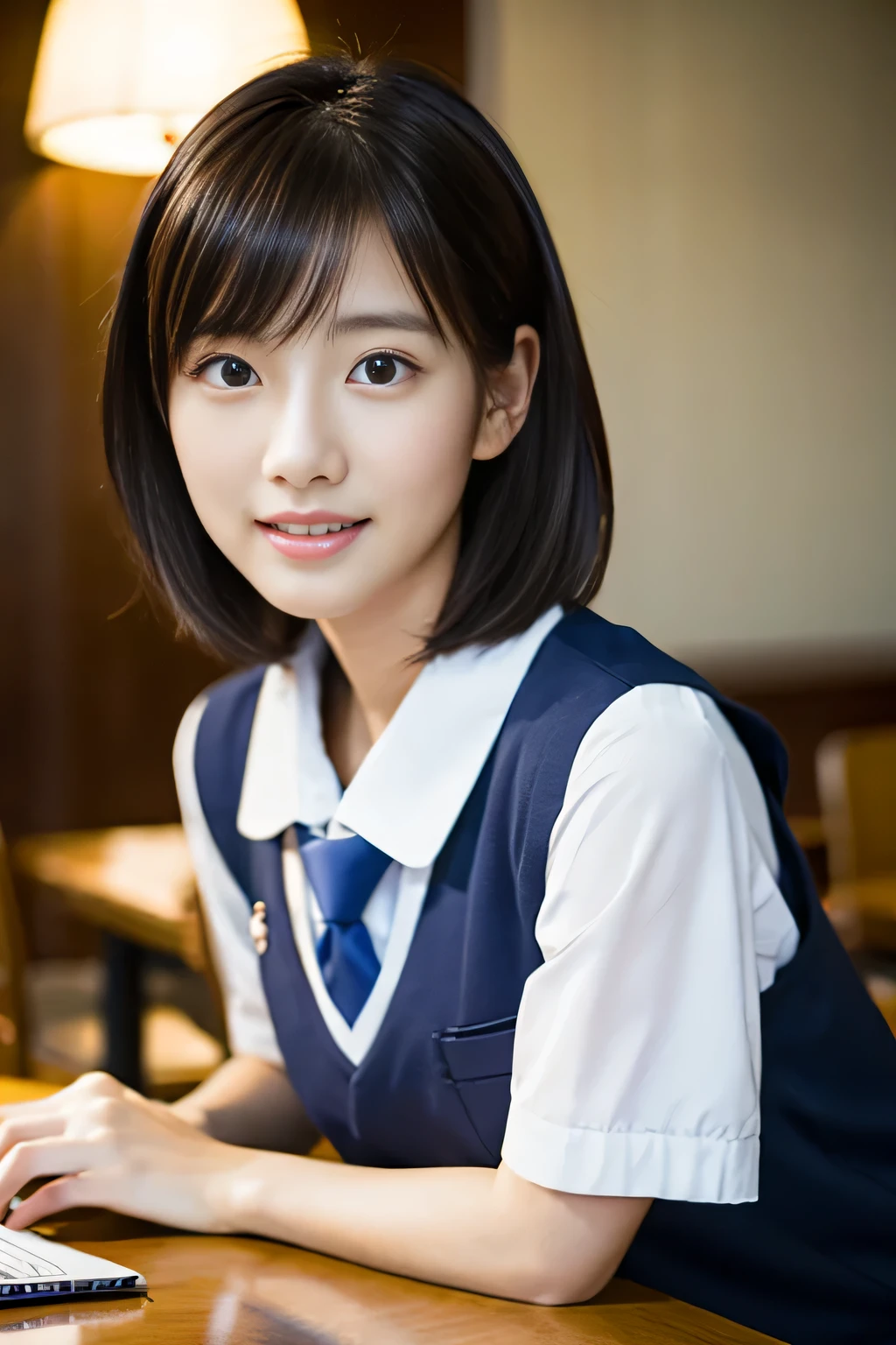 table top, highest quality, shape, Super detailed, finely, High resolution, 8k wallpaper, 完璧なダイナミックな構shape,Beautiful woman at 30 years old,sexy,Japanese、short cut hair、school uniform