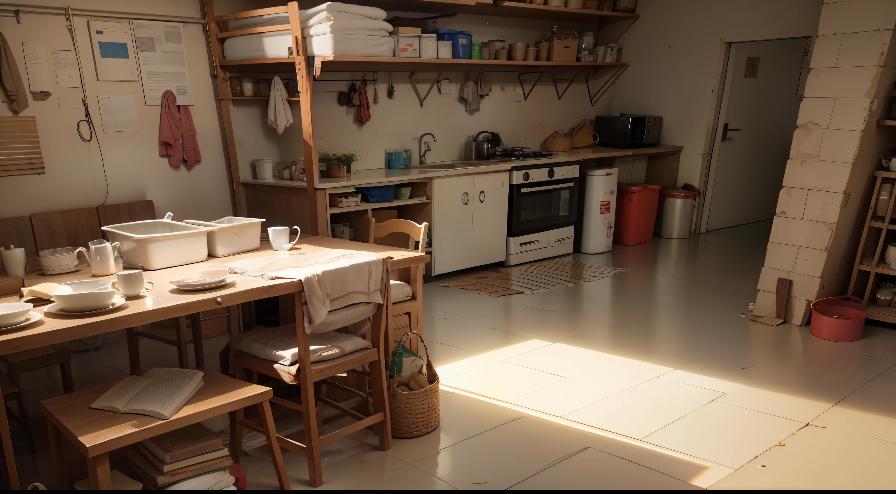 Family ,pobre, living in a basement, sujo ,e apertado