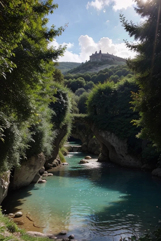 Une vue majestueuse d'une chaîne de montagnes enneigées se dressant fièrement contre le ciel azur. Des sommets escarpés et imposants se perdent dans les nuages, tandis que des sapins vert émeraude parsèment les pentes abruptes. Le soleil du matin projette des reflets dorés sur les crêtes enneigées, créant un spectacle époustouflant de lumière et d'ombre. Au loin, un ruisseau cristallin serpente entre les vallées verdoyantes, ajoutant une touche de fraîcheur à ce paysage montagneux majestueux.