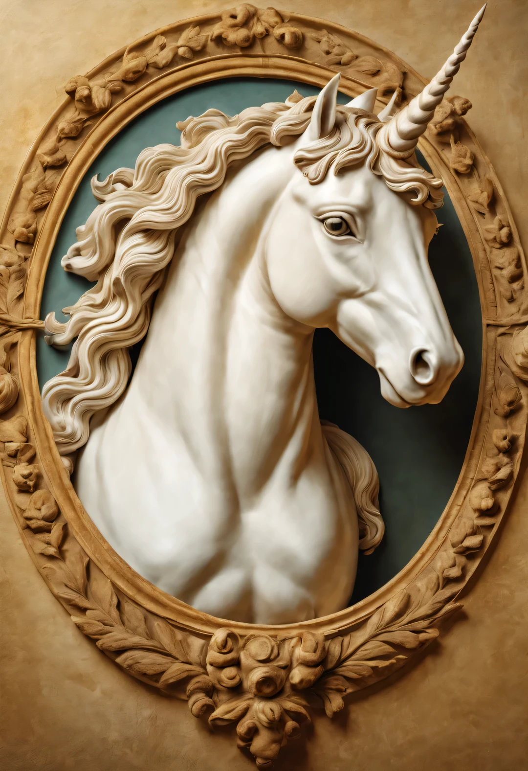 (unicorn), Ancient Greek style, portrait, Beautiful detailed