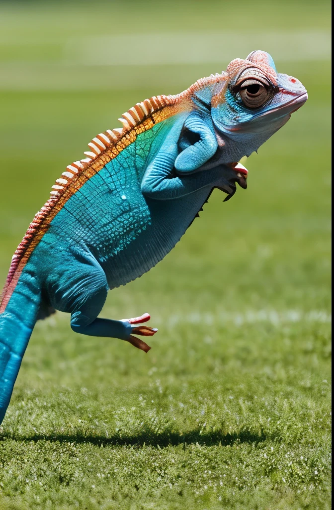 Chameleon dancing on the pitch