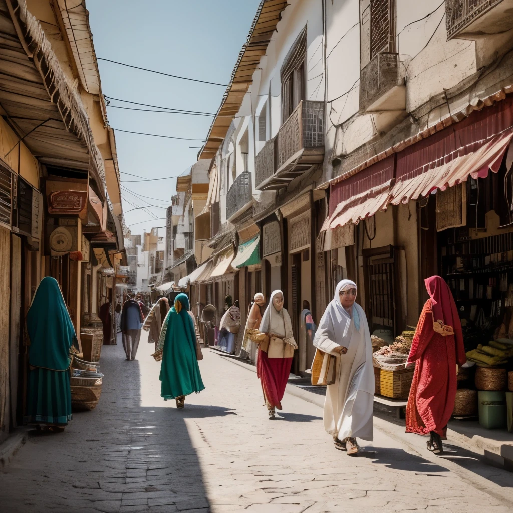 Foto RAW em sequencia, an image of Iran before the revolution, ((scenery of traditional Iranian marketplace, people wearing traditional clothing haggling over goods, warm sunlight filtering through), detalhes nas pessoas e nos objetos, planos de fundo bem definidos, luz natural, HDR, fotografia realista, fotografia profissional, interaction between people, vision of enchanting worldliness, cores vivas e vividas, 4K UHD, alta qualidade, cinematic grain effects, Nikon D850.
Foto RAW