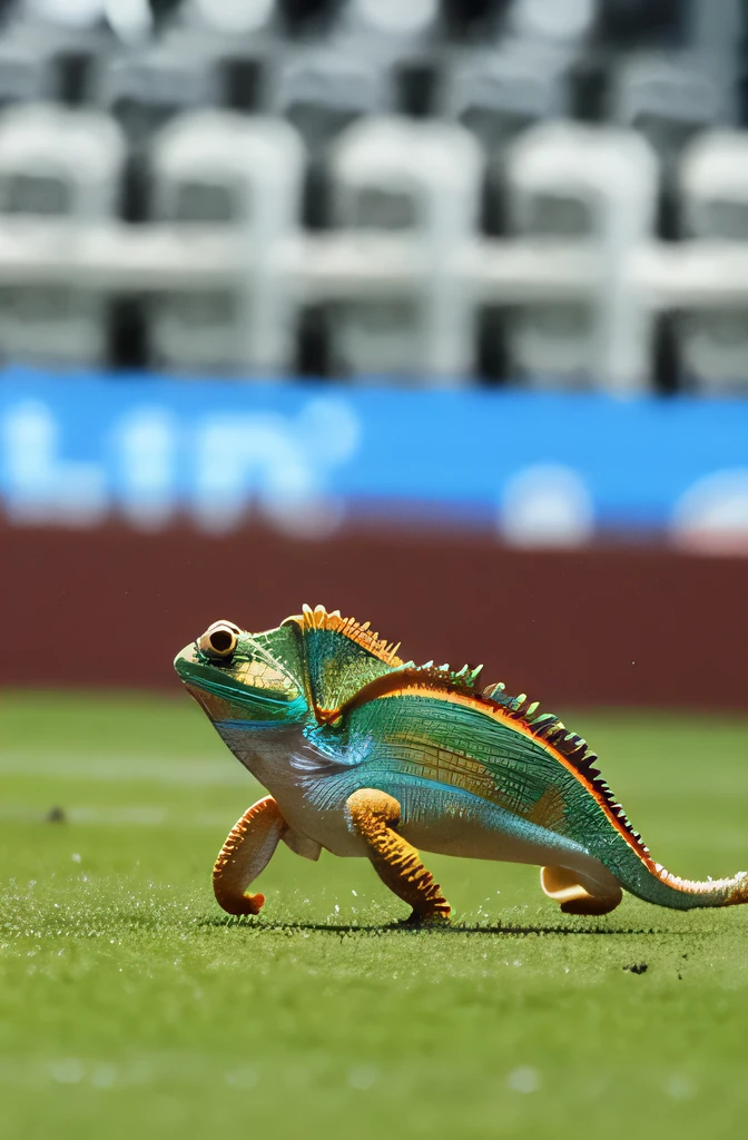 Predation of chameleons moving on the pitch