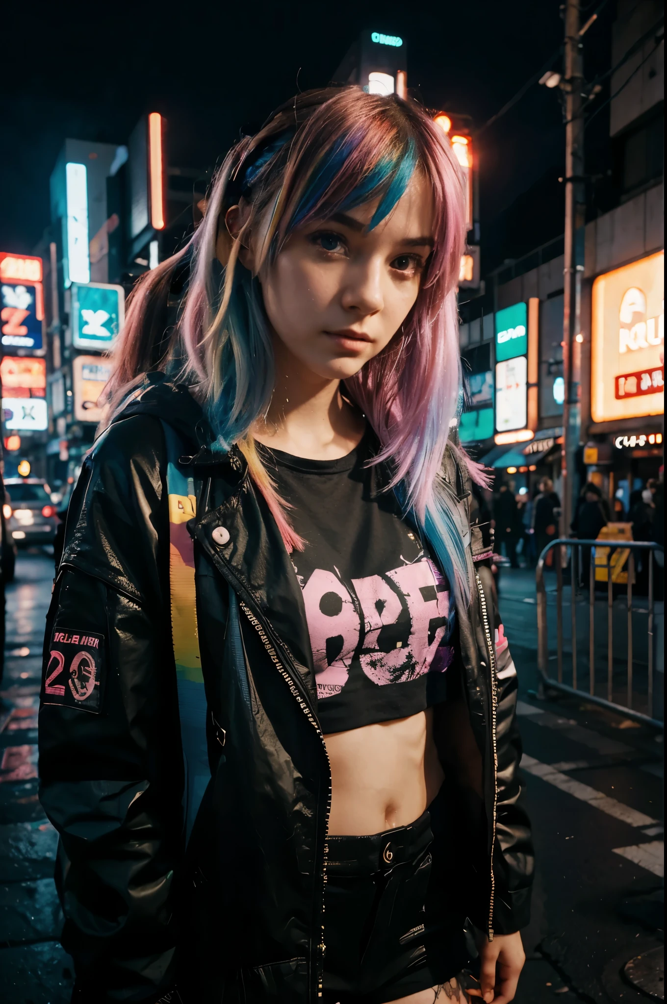 cyberpunk street background, neon lights