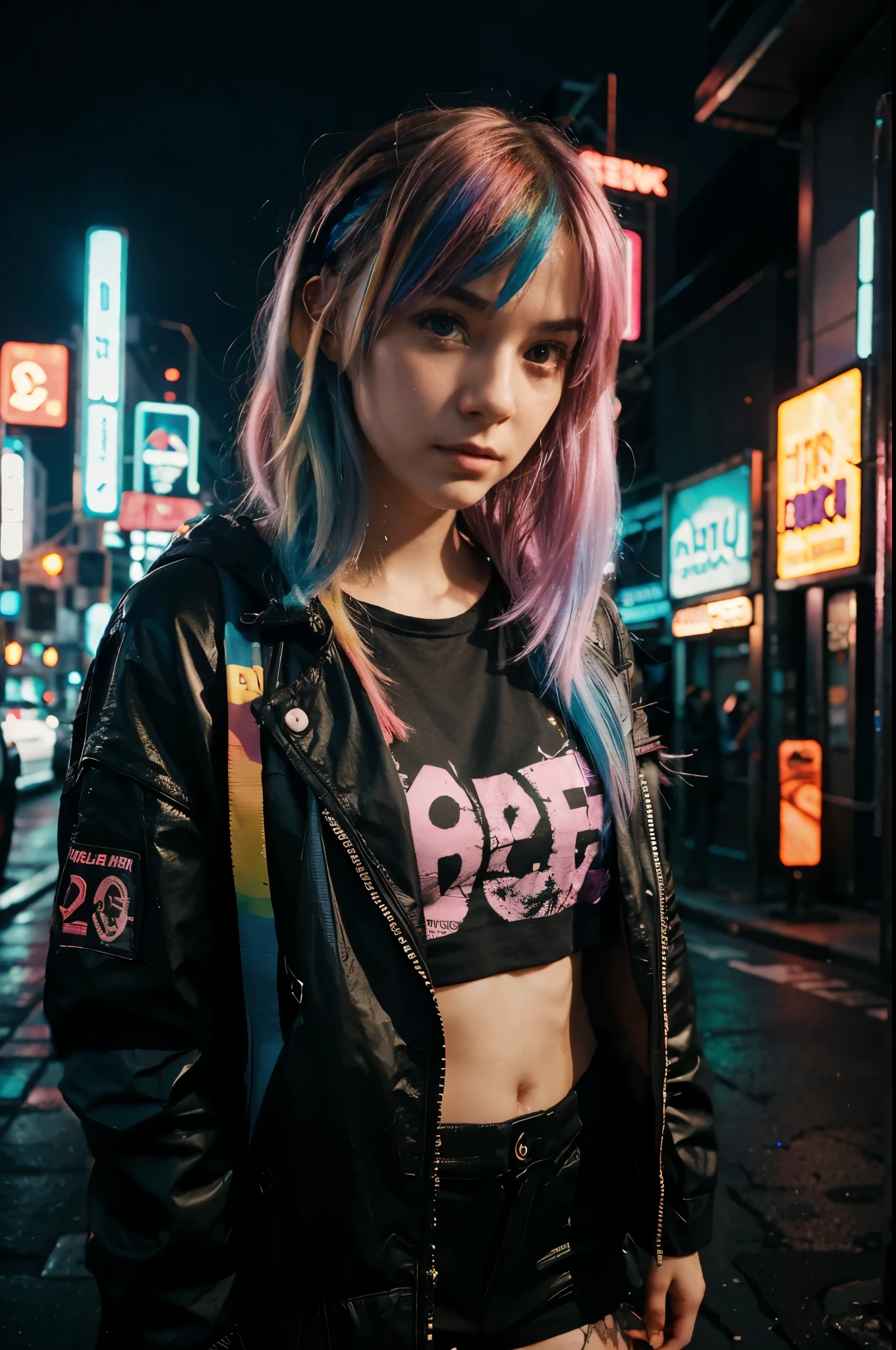 cyberpunk street background, neon lights