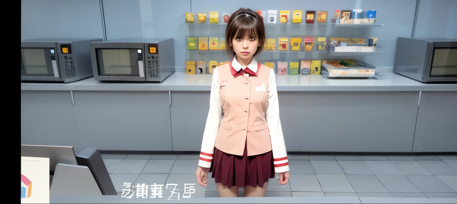 Japanese woman, brown hair, simetric eyes
