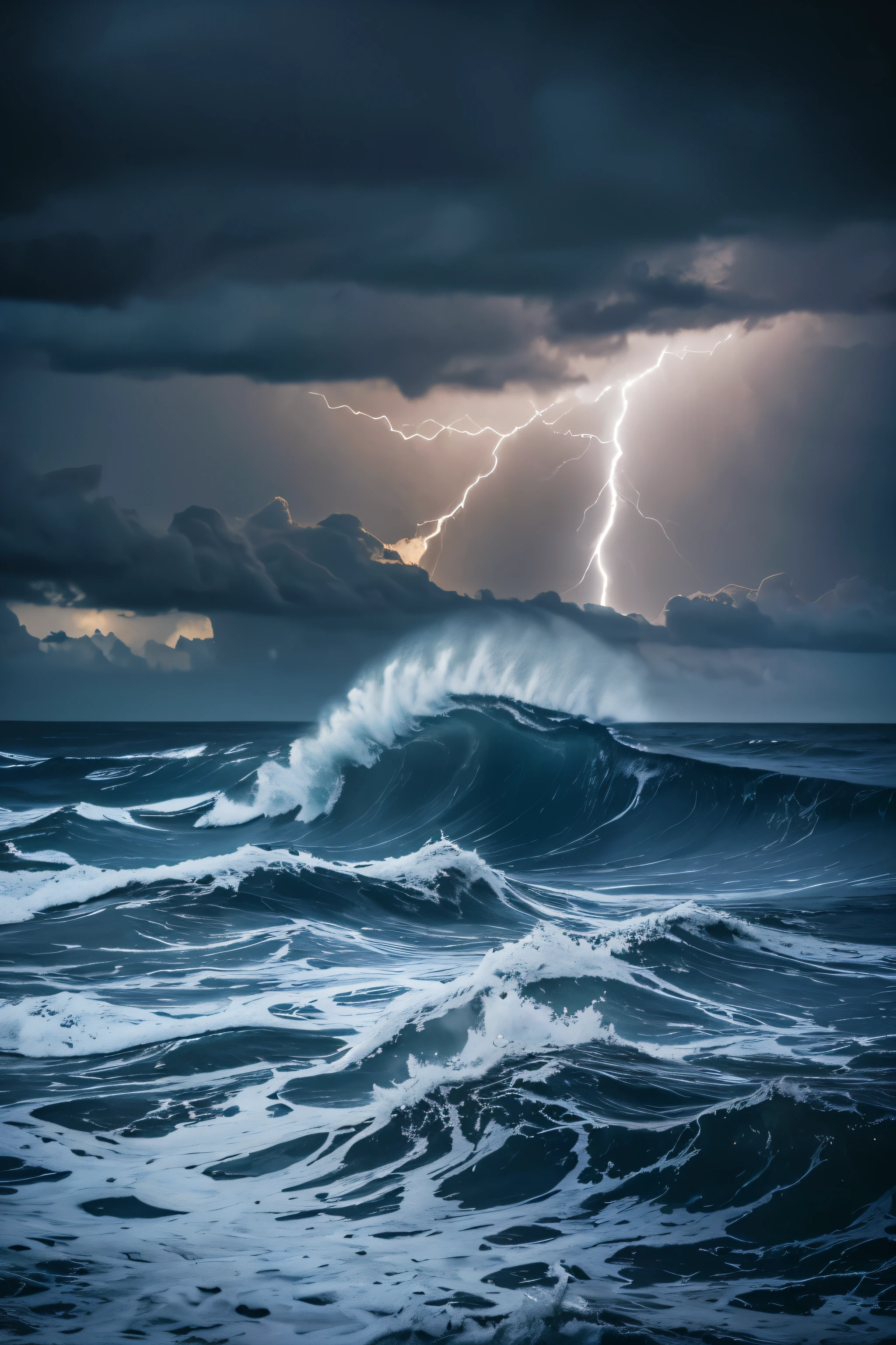 (highest quality,4K,8K,High resolution,masterpiece:1.2),super detailed,(realistic,photorealistic,photo-realistic:1.37),stormy sky,waves of the ocean,Turbulence and towering waves,bubbling white waves,eerie atmosphere,Spooky lighting,dark and cloudy sky,roaring wind and rain,Crashing waves,sense of crisis and awe,water ripples,dark atmosphere,Ominous dark clouds,huge storm cloud,A raging storm,severe weather,wave of threats,violent typhoon,big swell,violent gusts of wind,dramatic lighting effects,heavy rain,powerful and chaotic energy,Storm front of threat,throbbing waves,raging sea,sudden lightning,An eerie thunder roars,fierce stormy sea,dangerous and thrilling,majestic force of nature,overwhelming force of nature,wild and untamed,disturbing atmosphere,超realistic風景,attractive but dangerous,Awe-inspiring views,the unfathomable power of the sea