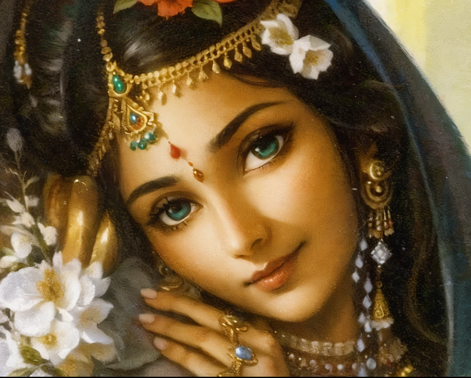 Shree Radha Rani on Shree Krishna's shoulder