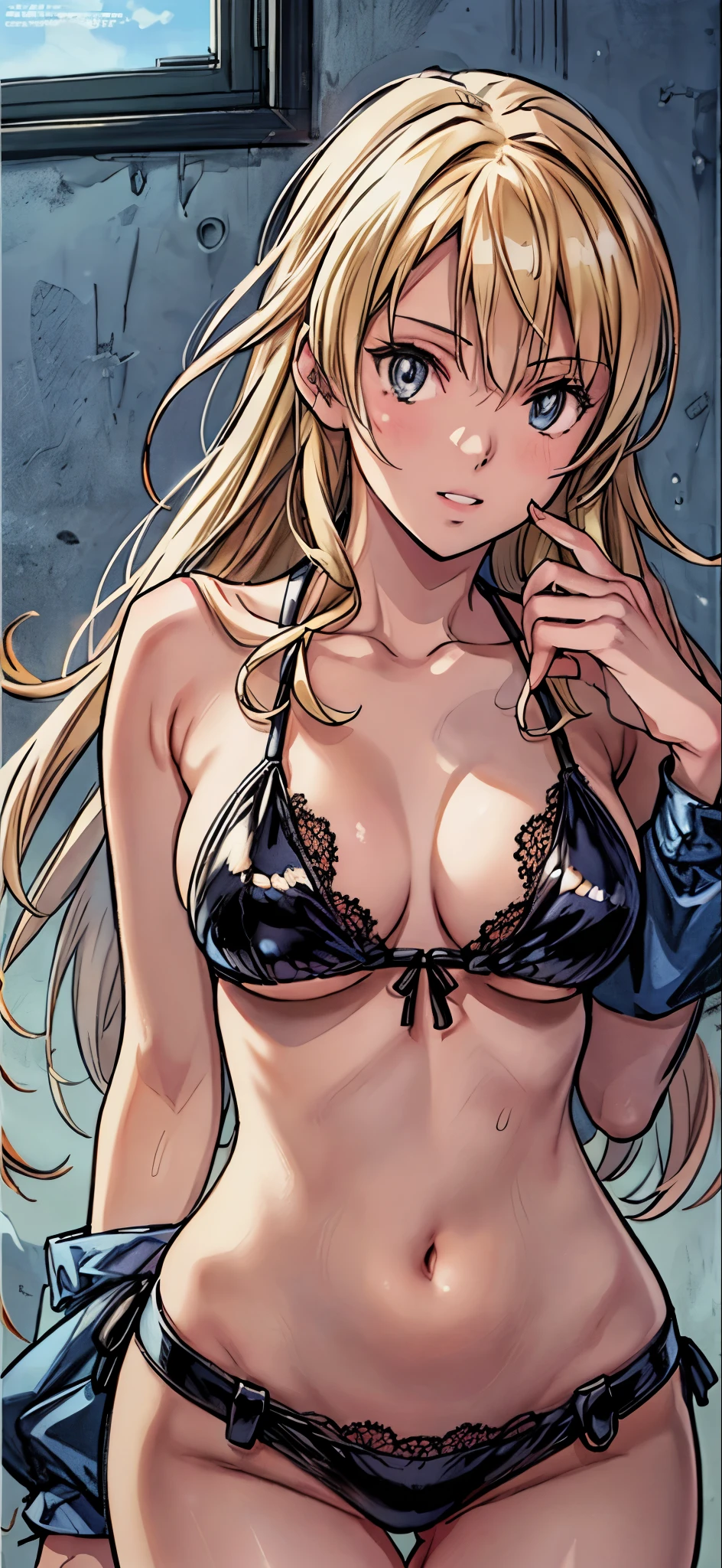 (highest quality,4K,8K,High resolution,table top:1.2), Super detailed, (realistic,photorealistic,photo-realistic:1.37), ((full body portrait)),rage, Unfortunate,((blonde hair)), ((long hair)),(Swimming bikini), peace sign,beautiful and detailed eyes, beautiful detailed lips, highly detailed eyes and face, long eyelashes, realistic anime 3D style, Smooth anime CG art, Digital rendering by Makoto Shinkai, Moe anime art style, photorealistic rendering of an anime girl, Shinkai Makoto style, Cute anime girl visuals, realistic young anime girl, girl fan art, Created by Anime Artist'studio of.