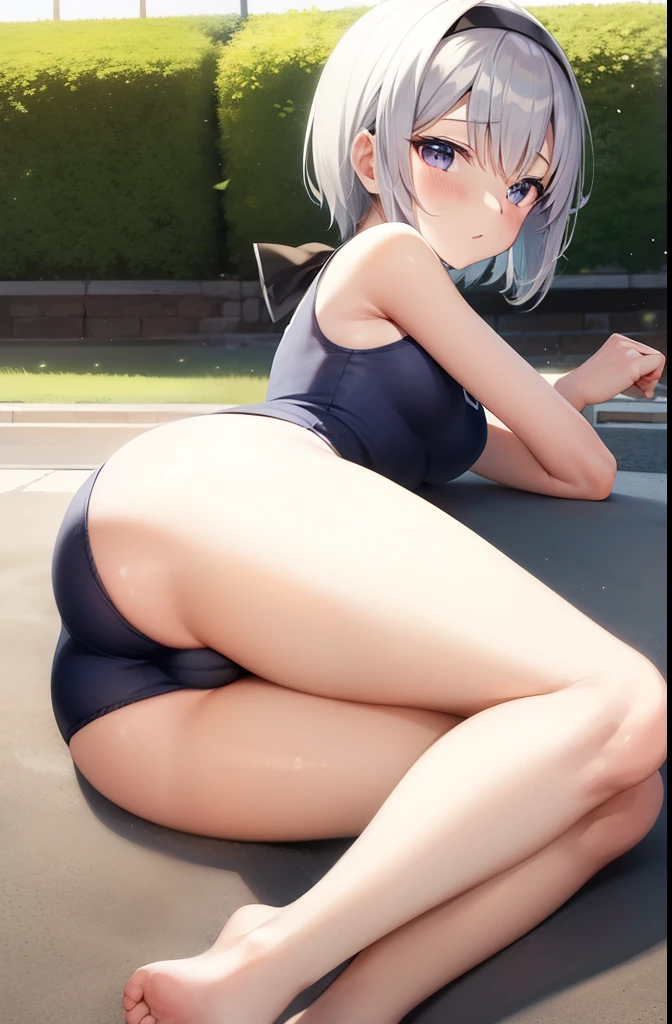 school swimsuit、Youmu、buttocks、barefoot、