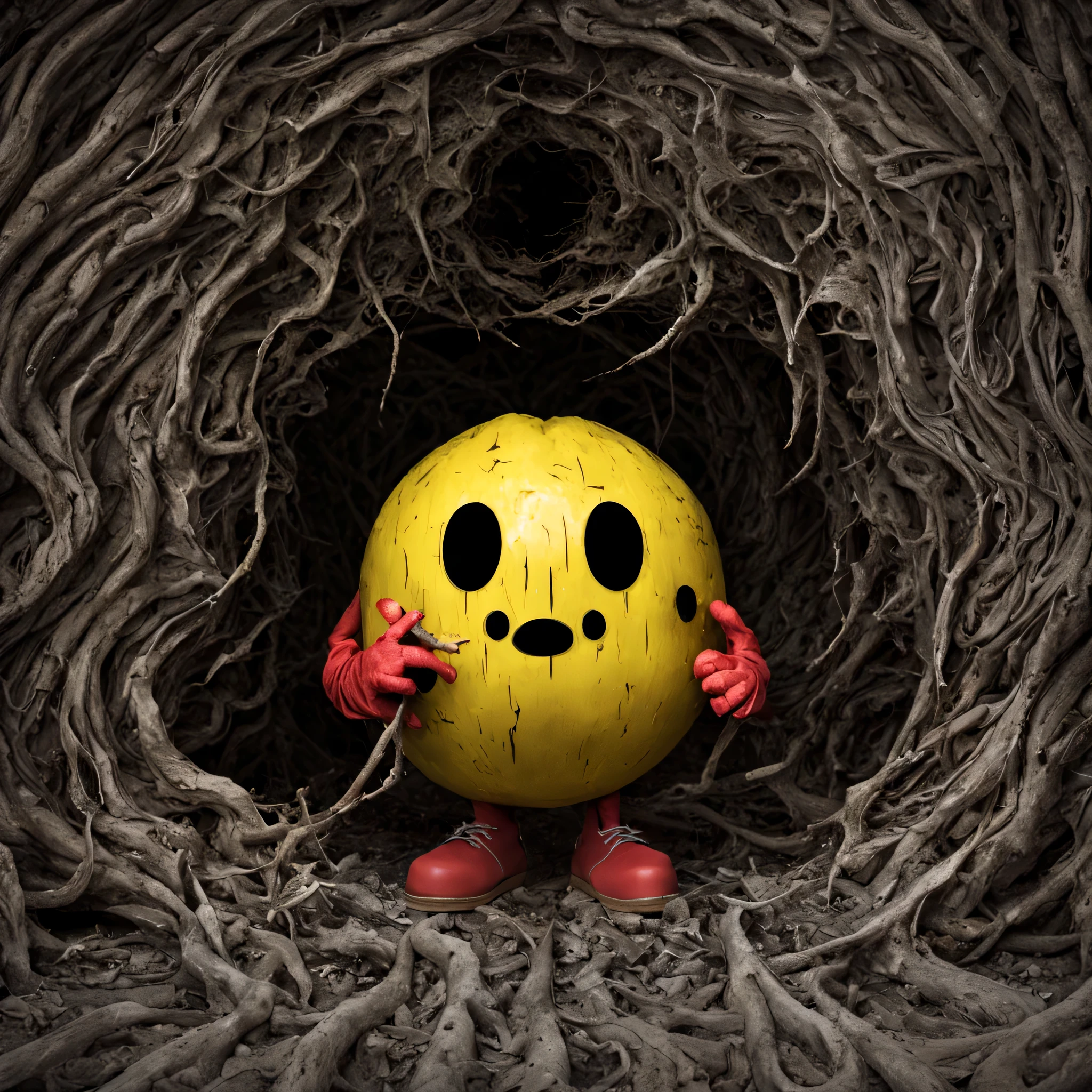 pacman in a dark scary place