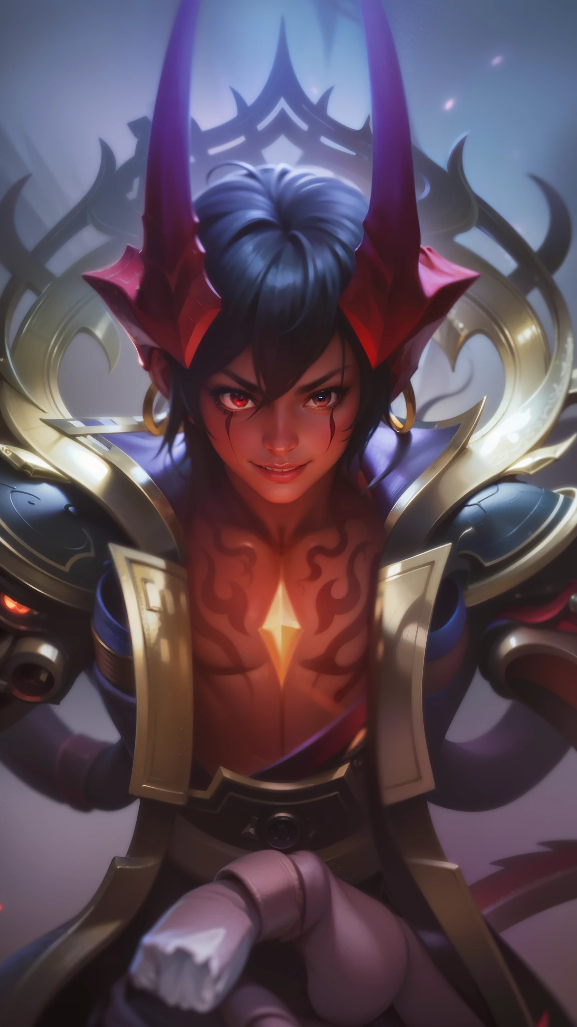 masculine male, masterpiece, ((perfect eyes)) best quality, (semirealism:1.9), beautiful lighting, (extremely detailed CG unity 4k fhd wallpaper), High Detail, Sharp focus, dramatic outdoors, 40 years old, black short hair, red eyes.