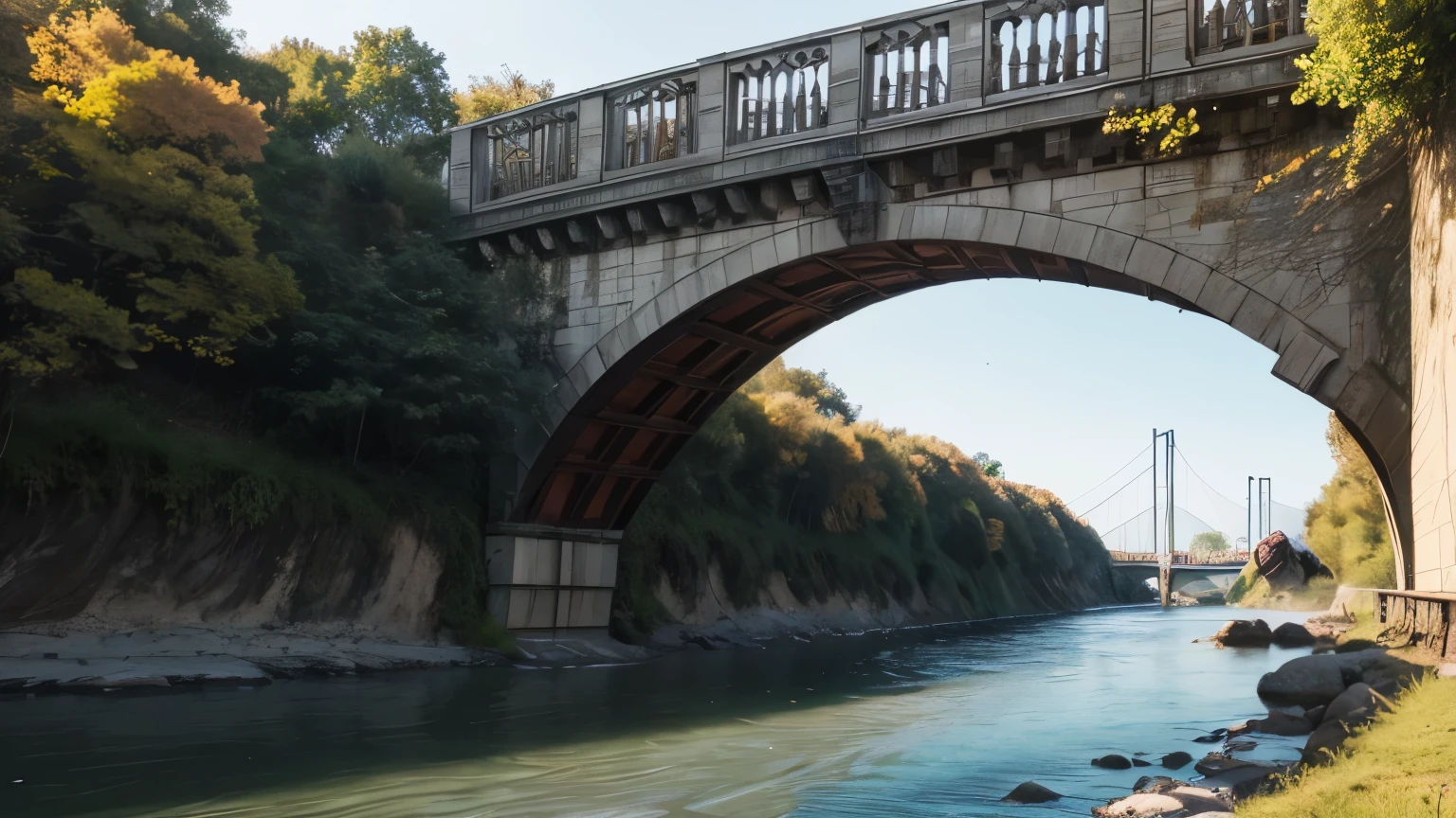 best quality,highres,(realistic,photorealistic:1.37),vivid colors,ultra-fine painting,portraits,landscape,water,flowing river,rippling waves,sparkling reflections,sunlight dancing on the water,serene scenery,gentle current,bluish-green hues,tranquil atmosphere,hint of mist,melting sky,harmony between sky and water,dappled light on the surface,peaceful riverside,whispering breeze,majestic mountains in the distance,lush green vegetation,quiet solitude,rippling texture of the water,serene and soothing ambiance,sounds of nature,calm and unhurried pace,serenity and tranquility,refreshing escape