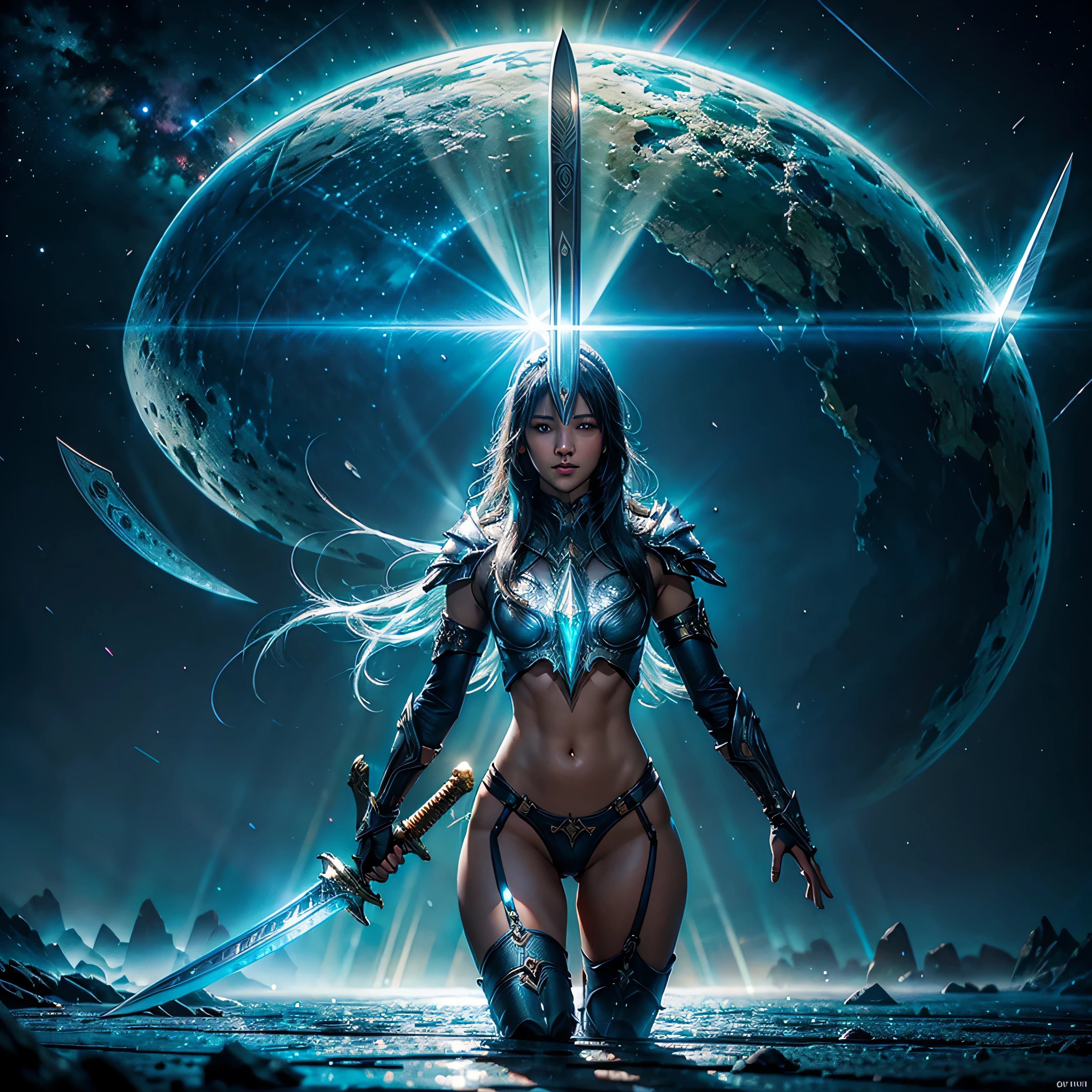 SUN nebulae stars nebula panoramic starry_sky epic sunset spacious Sunshine radiant sunrise stance Excalibur:3, Delicate mango, The sword❤ body is exquisite，well decorated,（((The body of the sword is designed with a blue opal and a light green particle effect shaped pattern..：1.3))), Should, (The sword body is symmetrically decorated:1.3), (The entire Excalibur blade is centered:1.3), Close-up at medium range,（General silhouette:1.3),（Fantastic landscape painting:1.2), Ultra Realistic Photo, super-fine, Premium wallpapers, the highest picture quality, ..。.。.3D,C4D, ultra tmasterpiece, rendering by octane, deep path equirectangular ultra_photo-realistic meticulously intricate ultra_high-details ultra_high-quality ultra_high-def ultra_high-res optimal ultra_sharpness focus perfection accurate global illumination volumetric Cinematic Sunlight Dynamic Lightning contrast cgi vfx sfx reflex Octane_rendered extreme improved radiant UHD XT3 DSLR HDR romm rgb pbr 3dcg fxaa blu-ray vivid colors-coded backlight anti-aliasing fkaa txaa rtx ssao opengl-shaders glsl-shaders post-processing post-production cell-shading tone-mapping luminescence floraison❤ Crystalline sex naked nsfw varies multi etc. --v 6 --s 1000 --c 20 --q 20 --chaos 100