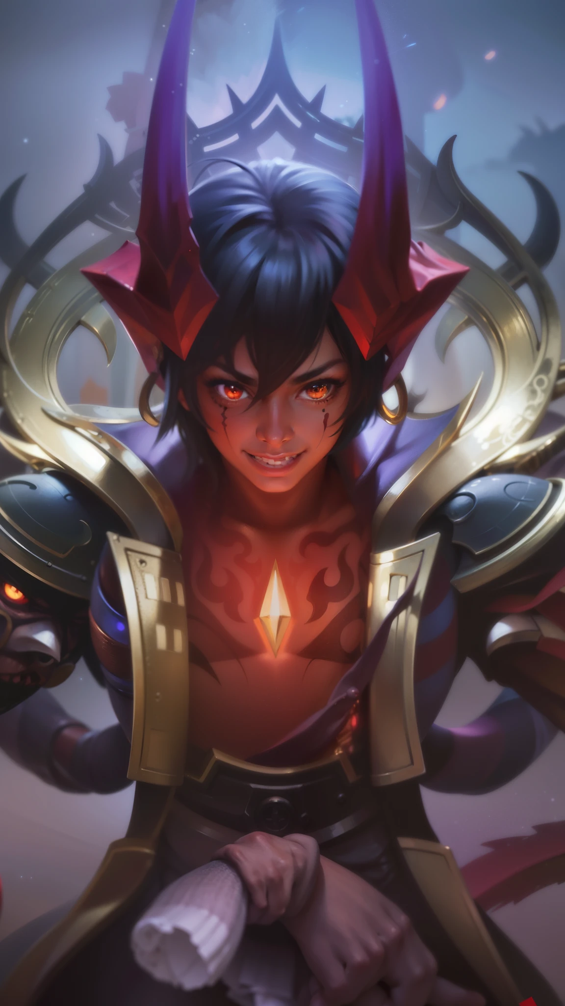 masculine male, masterpiece, ((perfect eyes)) best quality, (semirealism:1.9), beautiful lighting, (extremely detailed CG unity 4k fhd wallpaper), High Detail, Sharp focus, dramatic outdoors, 40 years old, black short hair, red eyes.