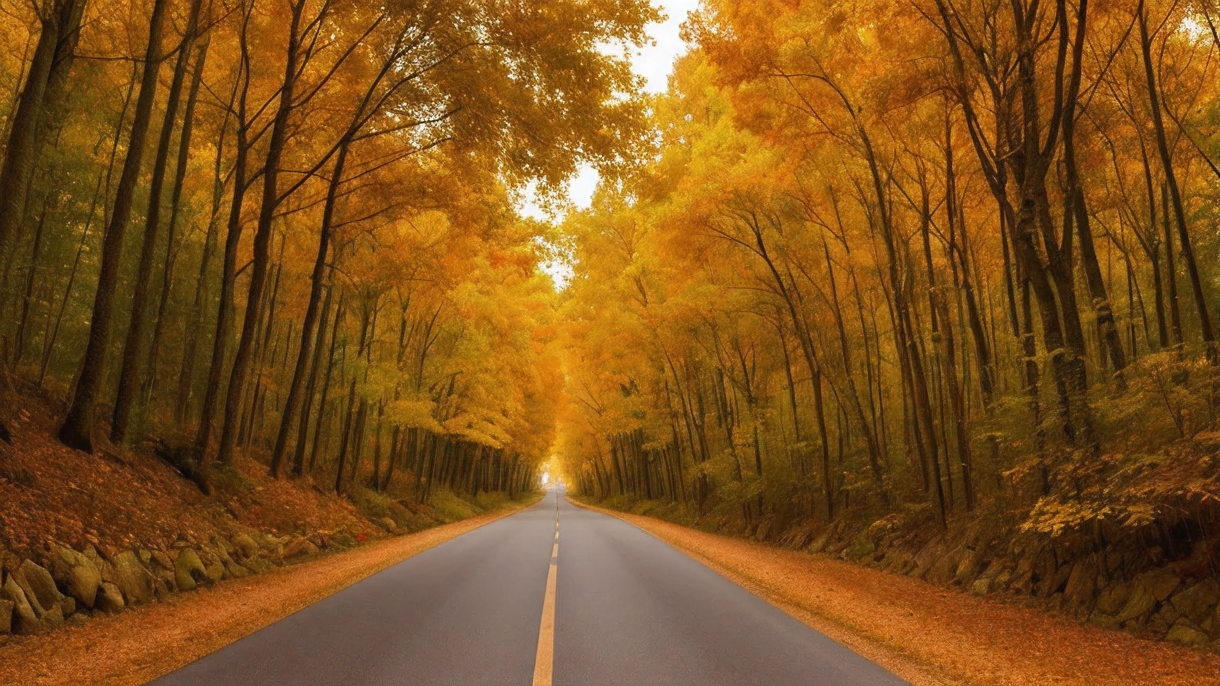 nature, autumn, a road in forest