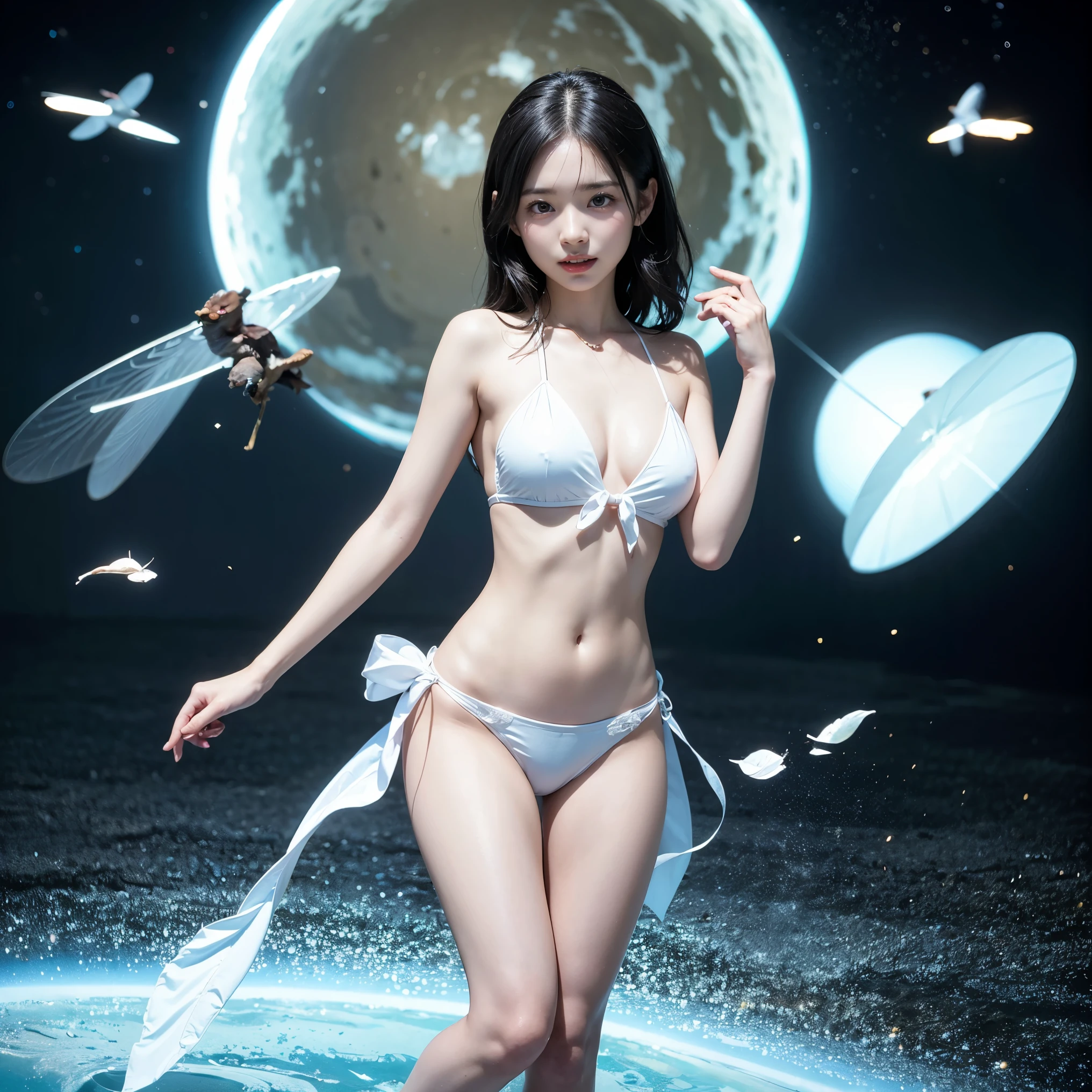 全naked、cute nipples、embarrassing、detailed face、fine hands、fine legs、(debris flies, highest quality:1.2), 8K, official art, chest、cute、wearing a suit、chestが見える、 planet, trending on cgstation, 太陽系外planet, official art, mar planet,  Sakimi-chan, Five Fingers Photos&#39;body of, Full body Esbian、beauty of suit、cool look、 (masterpiece) (highest quality) (become familiar with) (8K) (movie lighting) (sharp focus) (complicated)black hair、、小さいchest、laughter、incredibly stupid, (beautiful girl, cute face, turn back, gold ornaments in hair、naked、chestのクローズアップ, gardenia, Viola family, space , looking at the viewer, film grain, chromatic aberration, オッパイsharp focus, face light, dynamic lighting, cinematic lighting, become familiar withな目と顔, (gray tie、1 part:1.2)