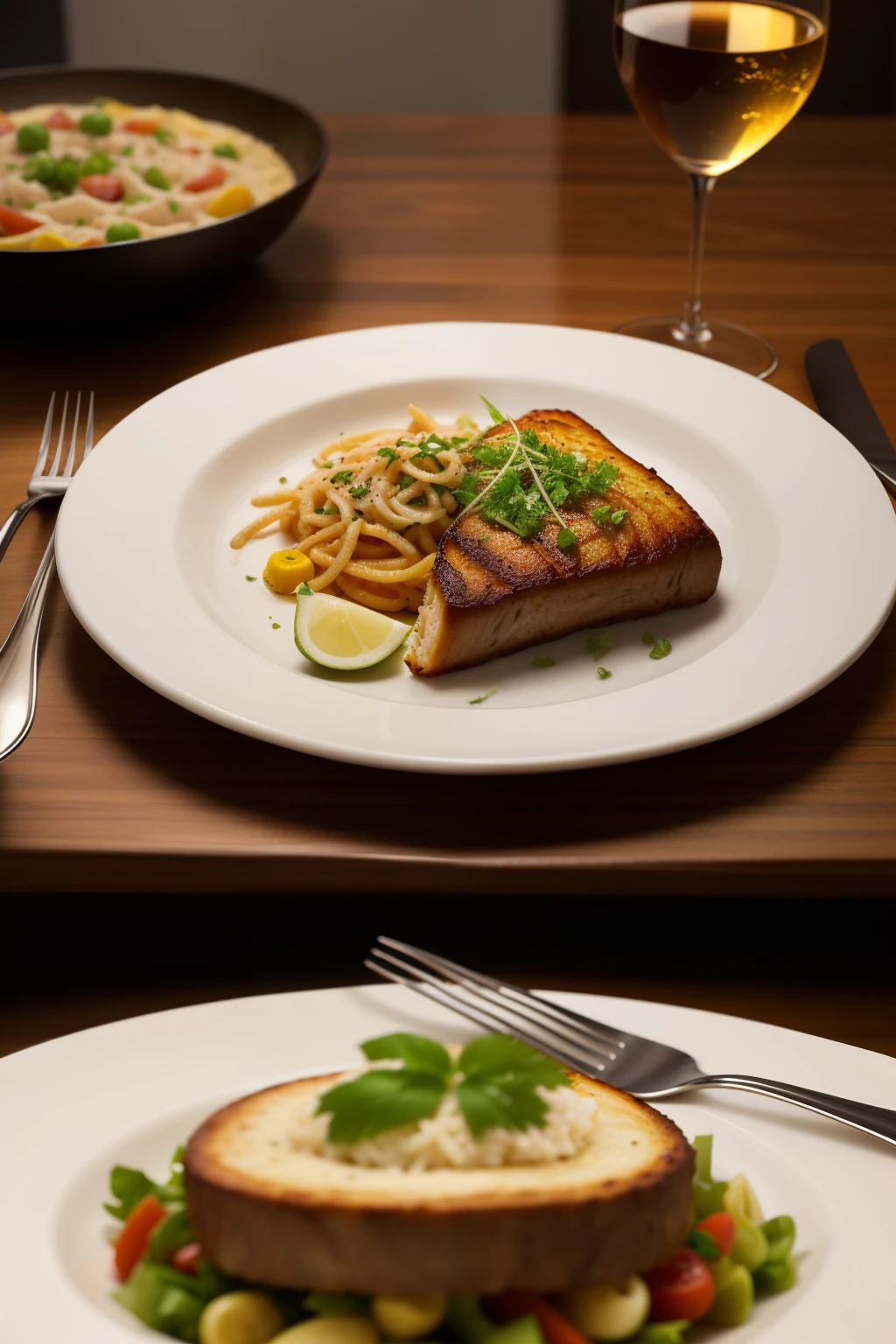 generate a ultra realistic pic of a fancy dinner plate