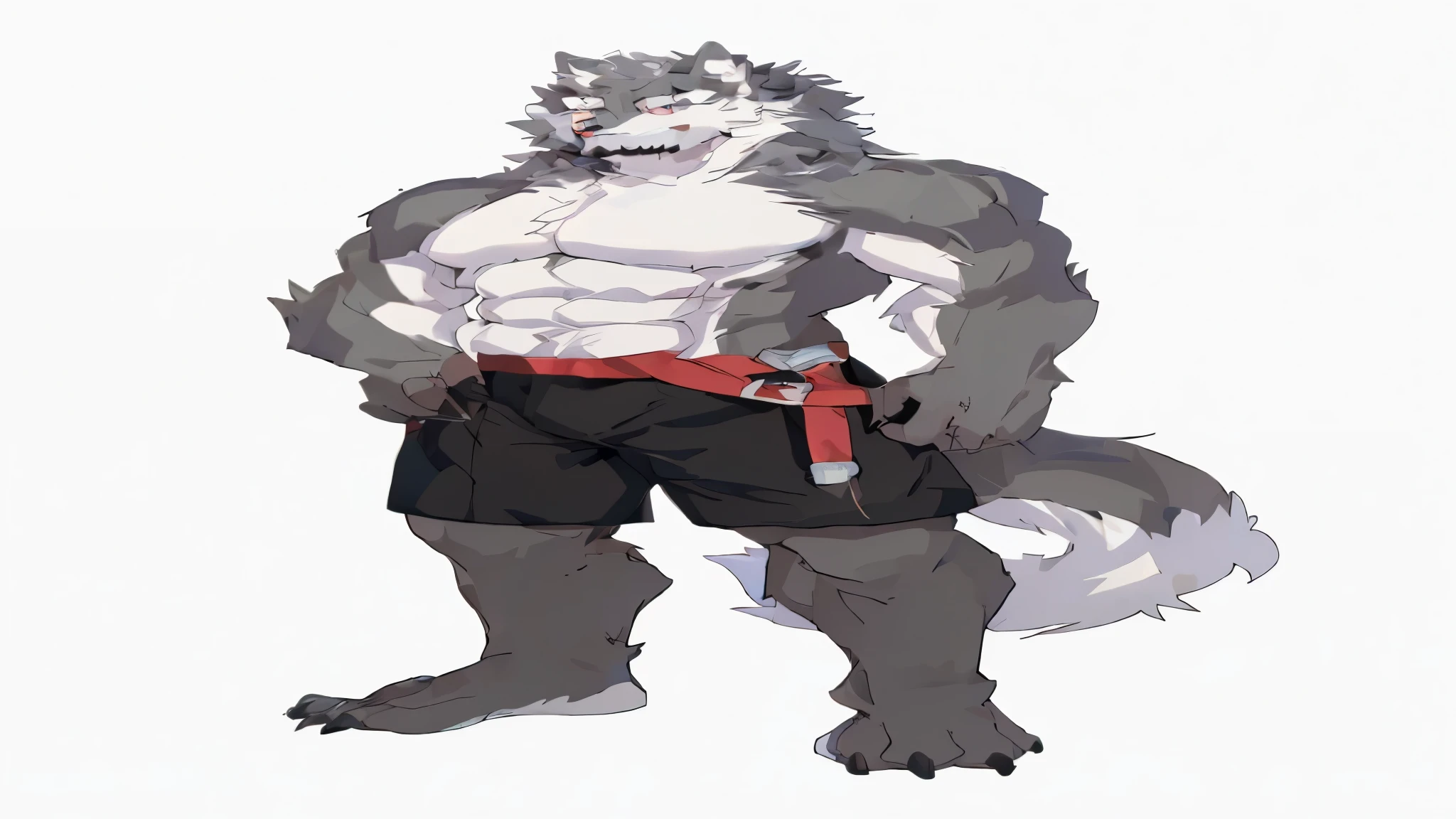 Closeup of man with furry animal, Anthropomorphic wolf man, full body commission, Muscular werewolf, human wolf, Single character whole body, short full body portrait!, full body illustration, high resolution committee, anime full body illustration, full-body shot, Anthropomorphic coyote male, Complete character body