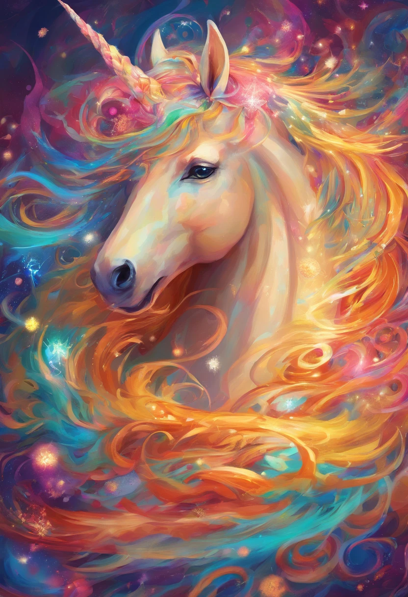 No characters in a fantasy world,Close-up of unicorn's milky white breasts(eyes clear and bright)Anatomically correct is a mysterious and beautiful creature,Possess pure soul and magical power。 A unicorn shining with colorful light stands on the forehead. Summoning ceremony. Dynamic god. Vivid and surreal texture., dramatic lighting, Illusive Trend Art Snowflakes are dancing and you feel the purity and dreaminess,Let the soul and fantasy meet,create beautiful miracles (extremely delicate and beautiful) detailed, masterpiece, high resolution, best quality, HD details, Ultra-detailed, Normal, Surrealistic dynamic angles and elegant atmosphere