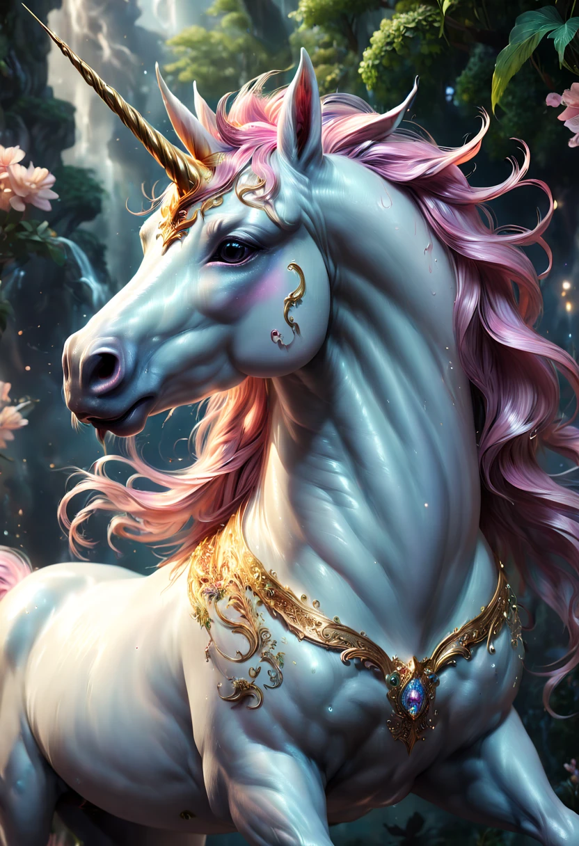 Fantasy Unicorn, by Yoshitomo Nara, best quality, masterpiece, Ultra high detail, 8k