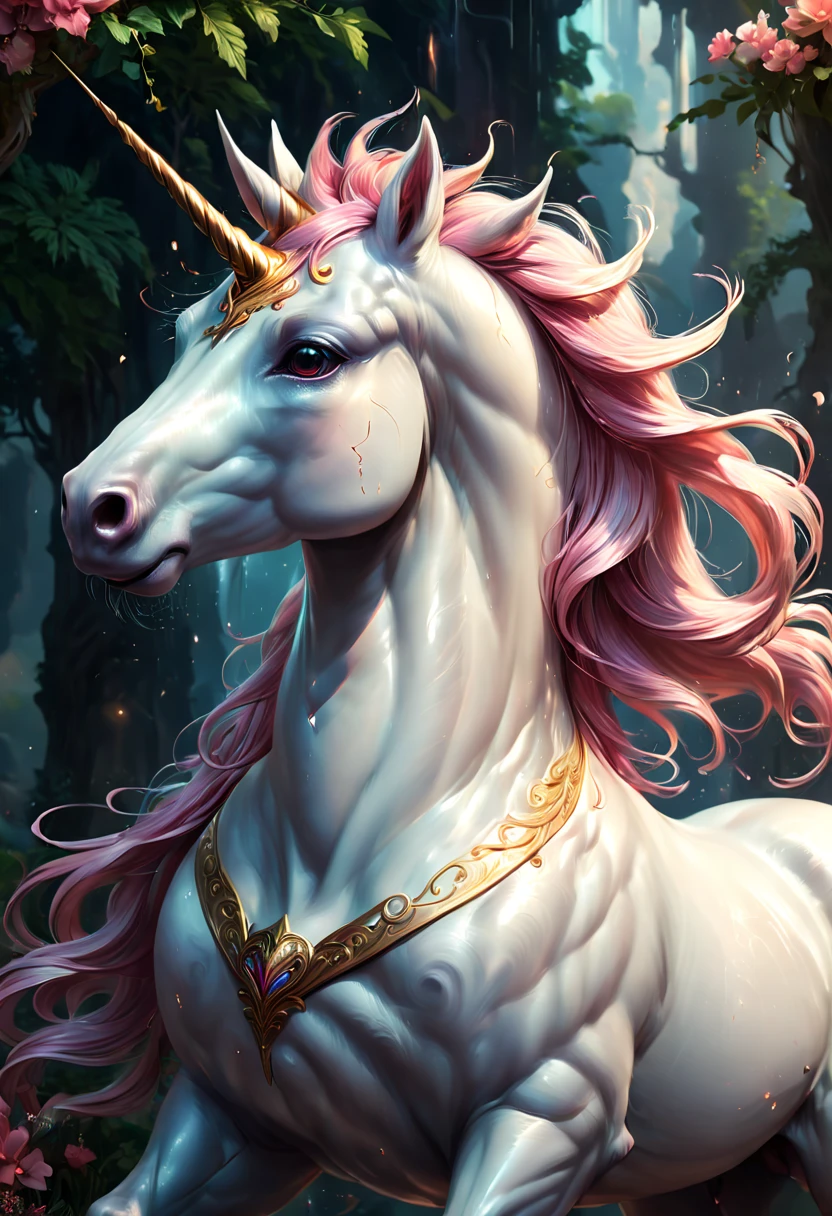 Fantasy Unicorn, by Yoshitomo Nara, best quality, masterpiece, Ultra high detail, 8k