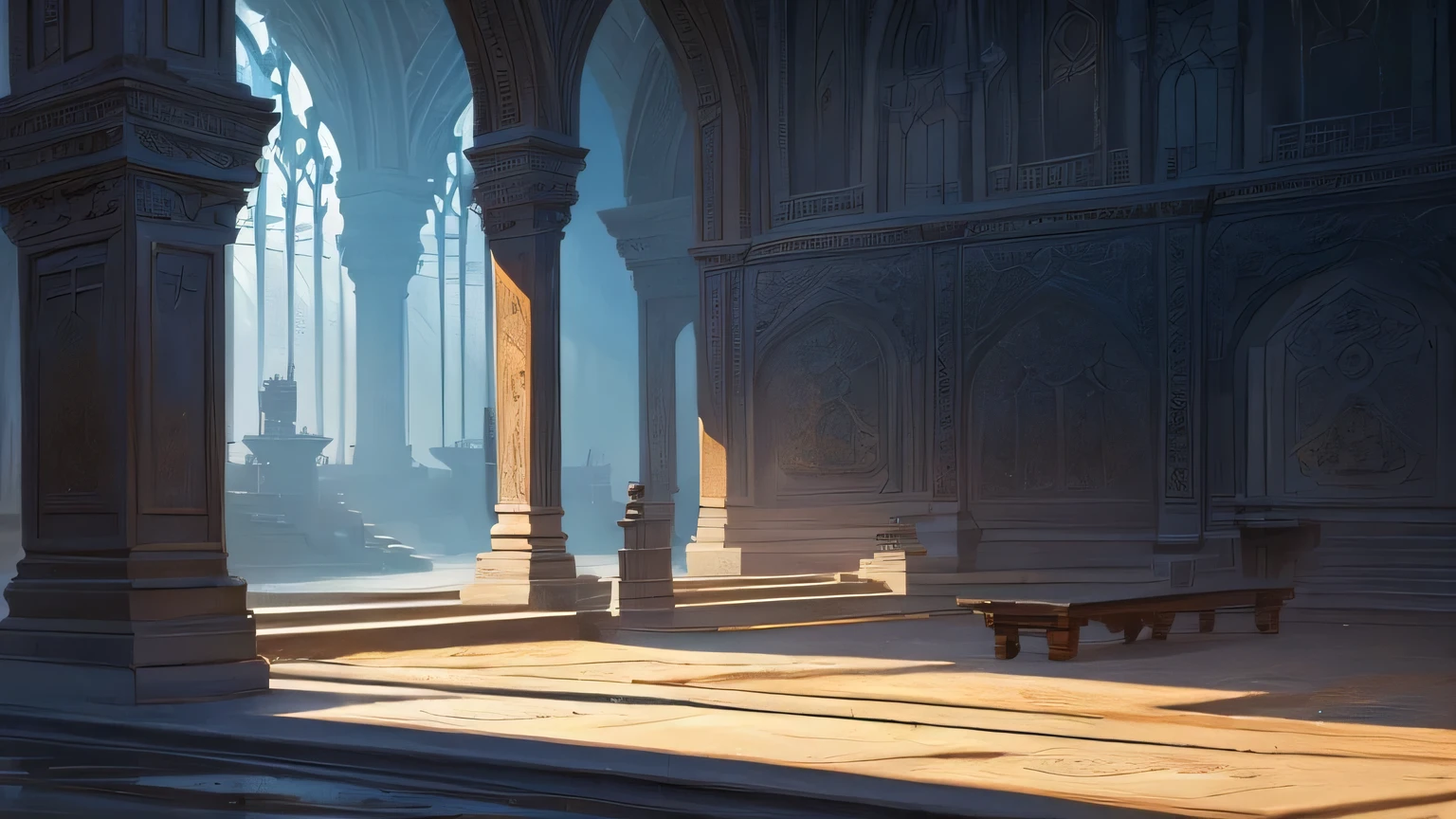 ((intricate details, High resolution illustration)), (((best quality, Very beautiful 8KCG wallpaper))), Exquisite light and shadow,fantasy,Scenes,ruins, moonlight, Xin Haicheng, no humans